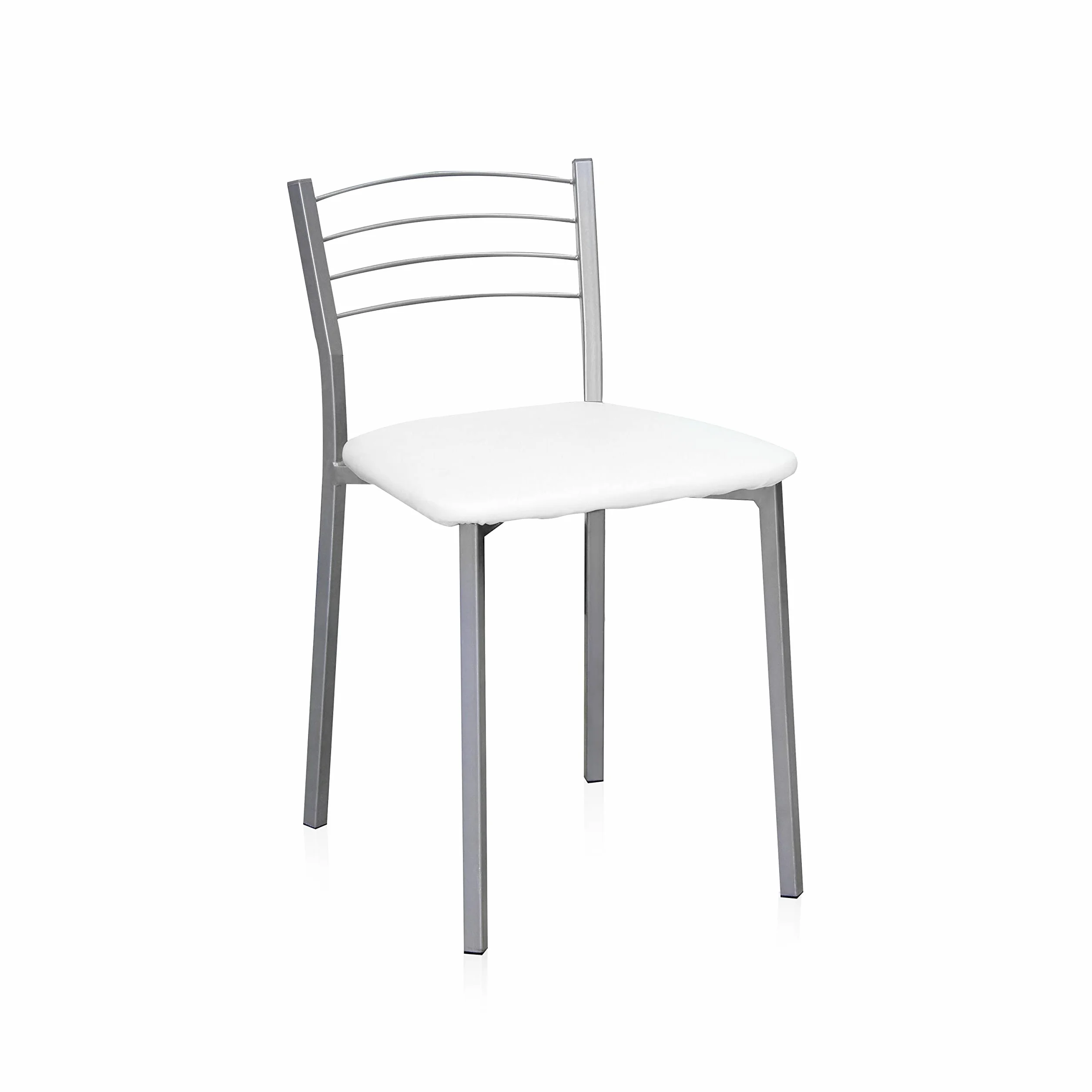 duehome | Pack 4 Sillas Cocina, Sillas Metalicas, Modelo Chef 10, Acabado en Gris y Blanco, Medidas: 40 cm (Ancho) x 41 cm (Largo) x 63 cm (Alto)