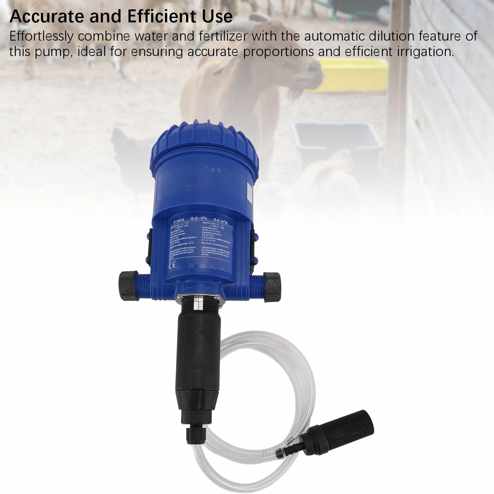 Inyector de Fertilizante 0,2-2% para Riego por Goteo, Bomba Dosificadora Automática de Líquidos Químicos, Bomba Dosificadora de Agua Ajustable para Jardín, Ganado, Invernadero
