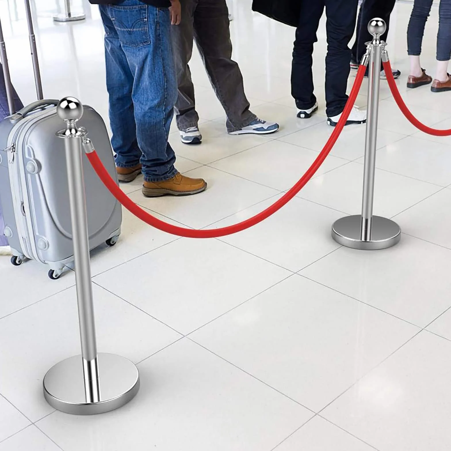Stanchion Rope Crowd Control Queue Barrier 2 Pcs Red Safety Barrier Ropes 3-16.4ft Length for Exhibition