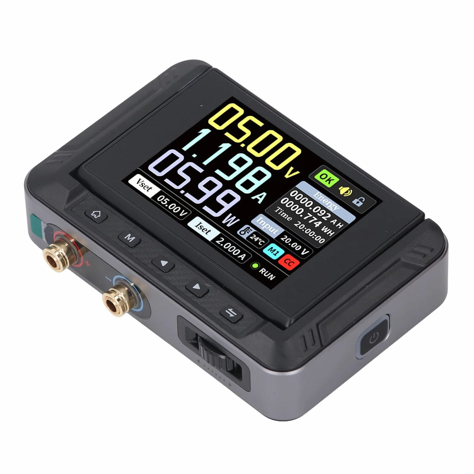 Jiawu Fuente de Alimentación CC Portátil 0-30V 0-5A 150W, Mini Fuente de Alimentación Regulada Ajustable Variable con Pantalla IPS de 2,8", Admite Carga Rápida PD QC y Múltiples Protecciones de