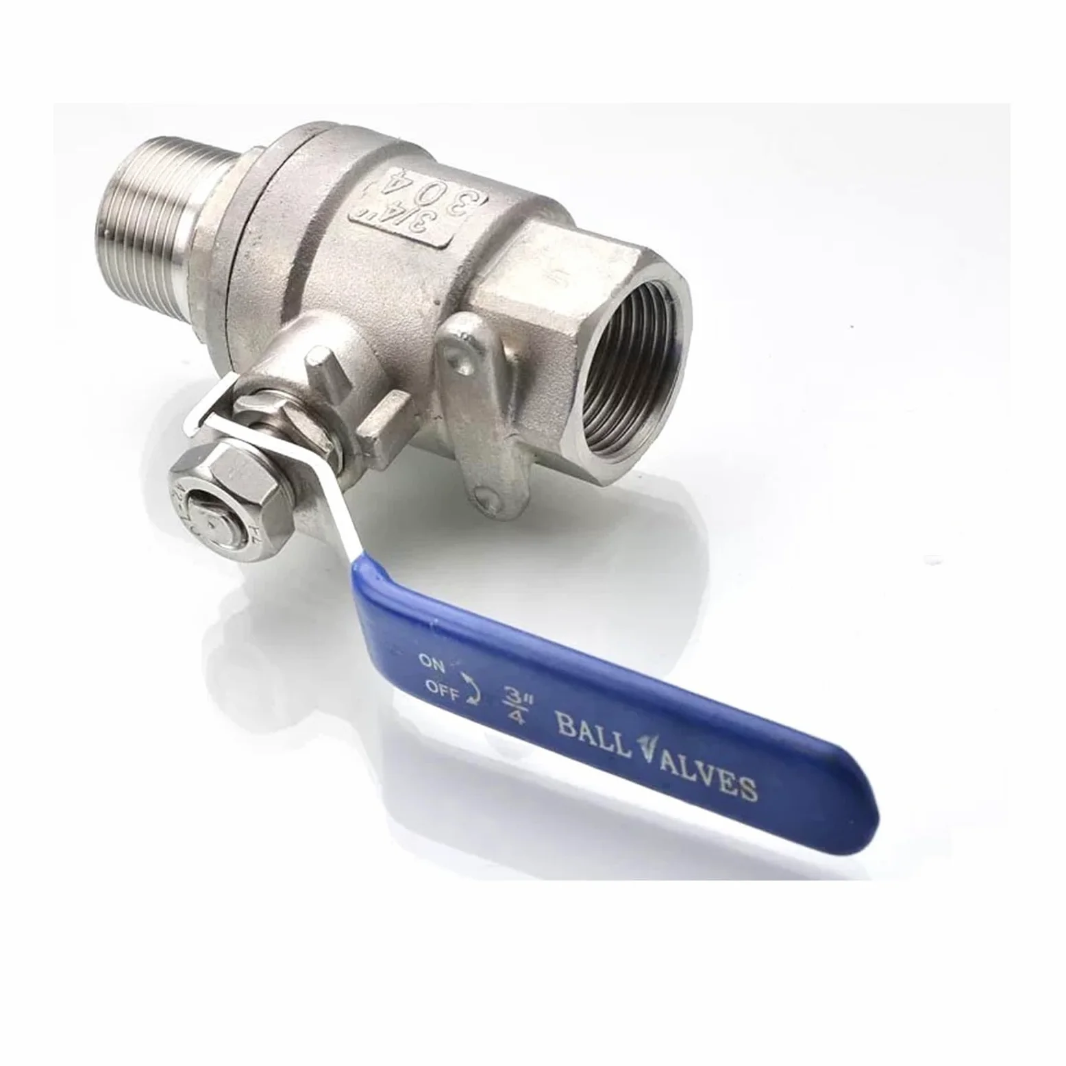 Válvula de bola 2p acero inoxidable 304, 1/2 ", 3/4", 1, 2", BSP, válvula agua rosca hembra y macho, adaptador mango ajuste del interruptor aceite Gas(2")