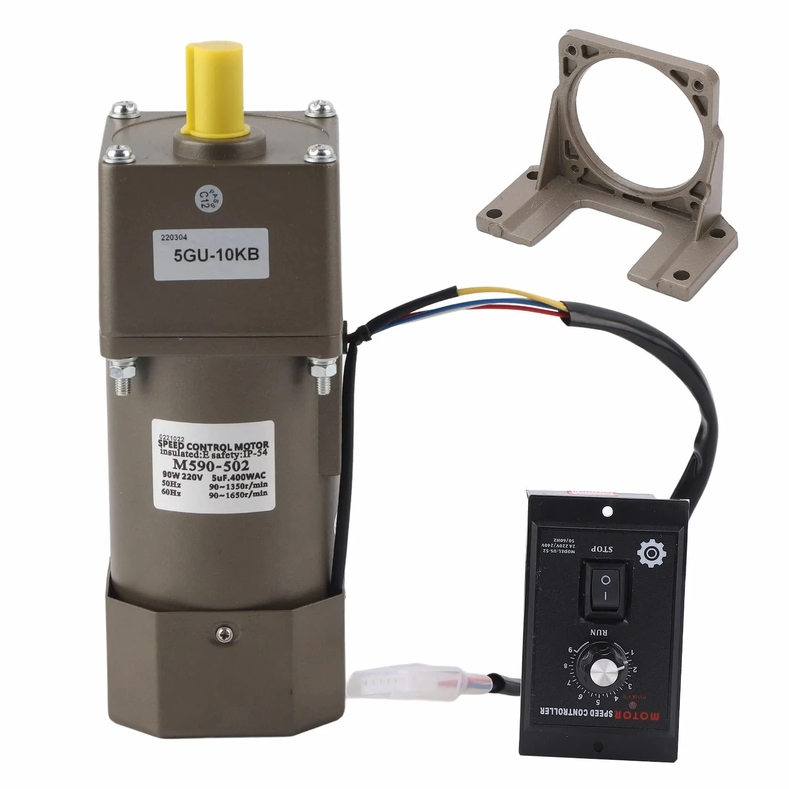 220v motor + Motor de engranaje eléctrico, CA 220V 90W Velocidad ajustable de desaceleración del motor de engranaje asíncrono monofásico(10K)