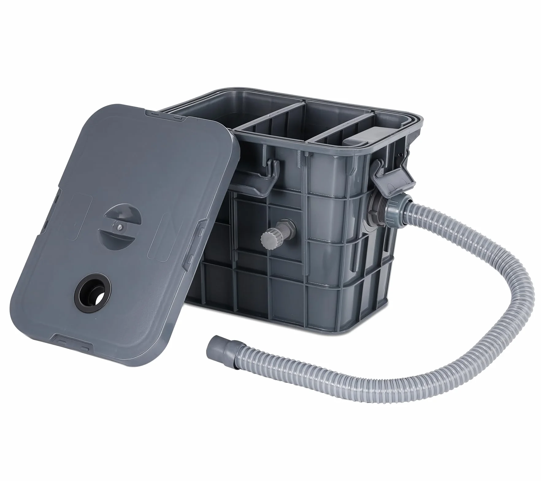 YUCHENGTECH Interceptor de Grasa Comercial 22L Separador de Grasa de PP Separador de Agua y Aceite Trampa de Grasa para Cocina, Cantina, Restaurante 37x27x30cm