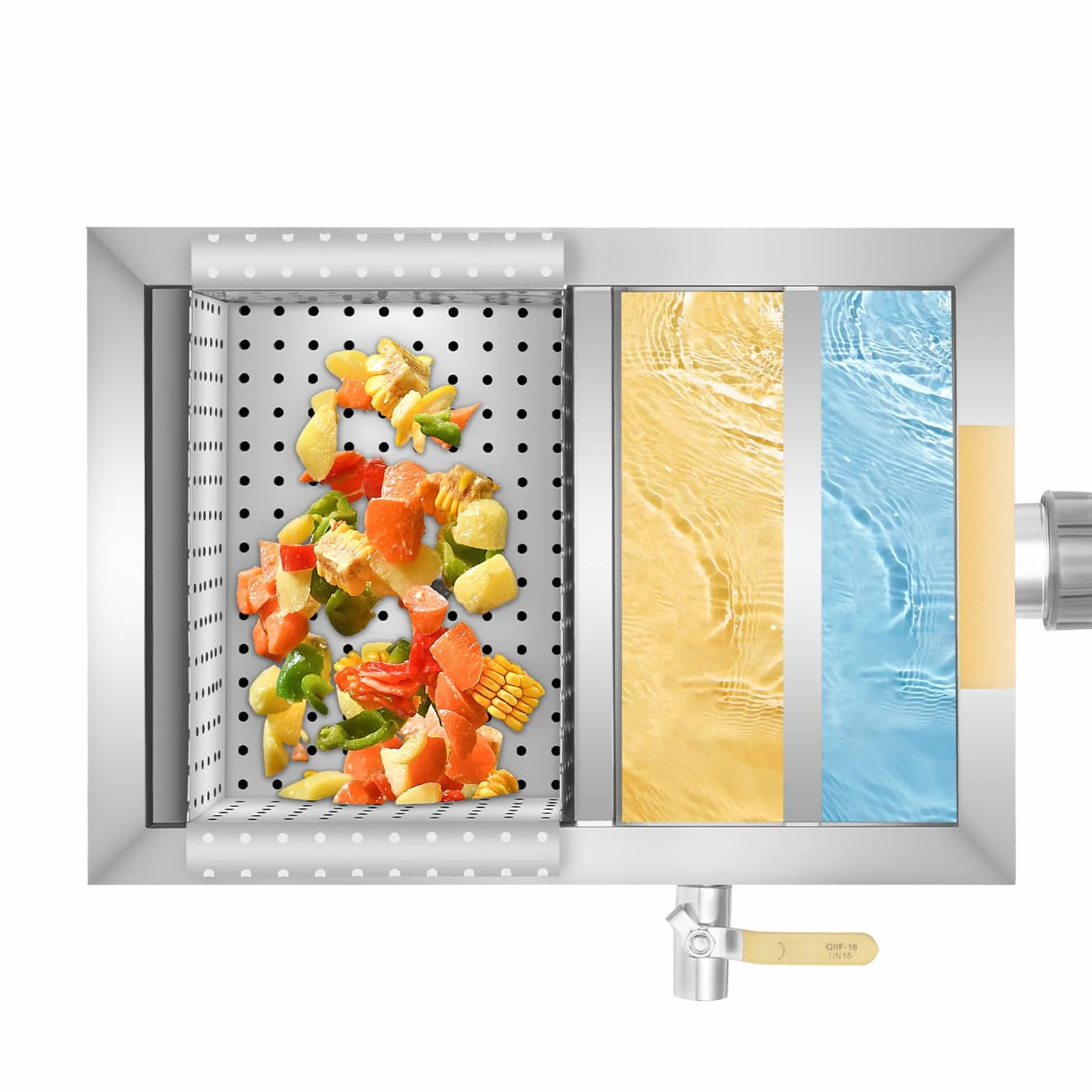 Separador de grasa de acero inoxidable Interceptor, separador de filtro de aceite de aguas residuales, trampa comercial, para comedor, cocina, 35 x 25 x 23 cm