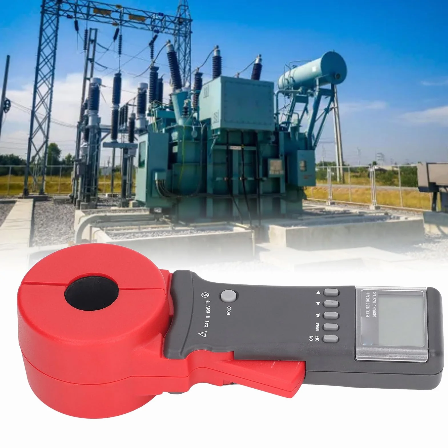 Medidor de Resistencia a Tierra de 200 Ω, Pinza Amperimétrica Digital con Estructura a Prueba de Polvo, Probador de Resistencia Multifuncional para Telecomunicaciones