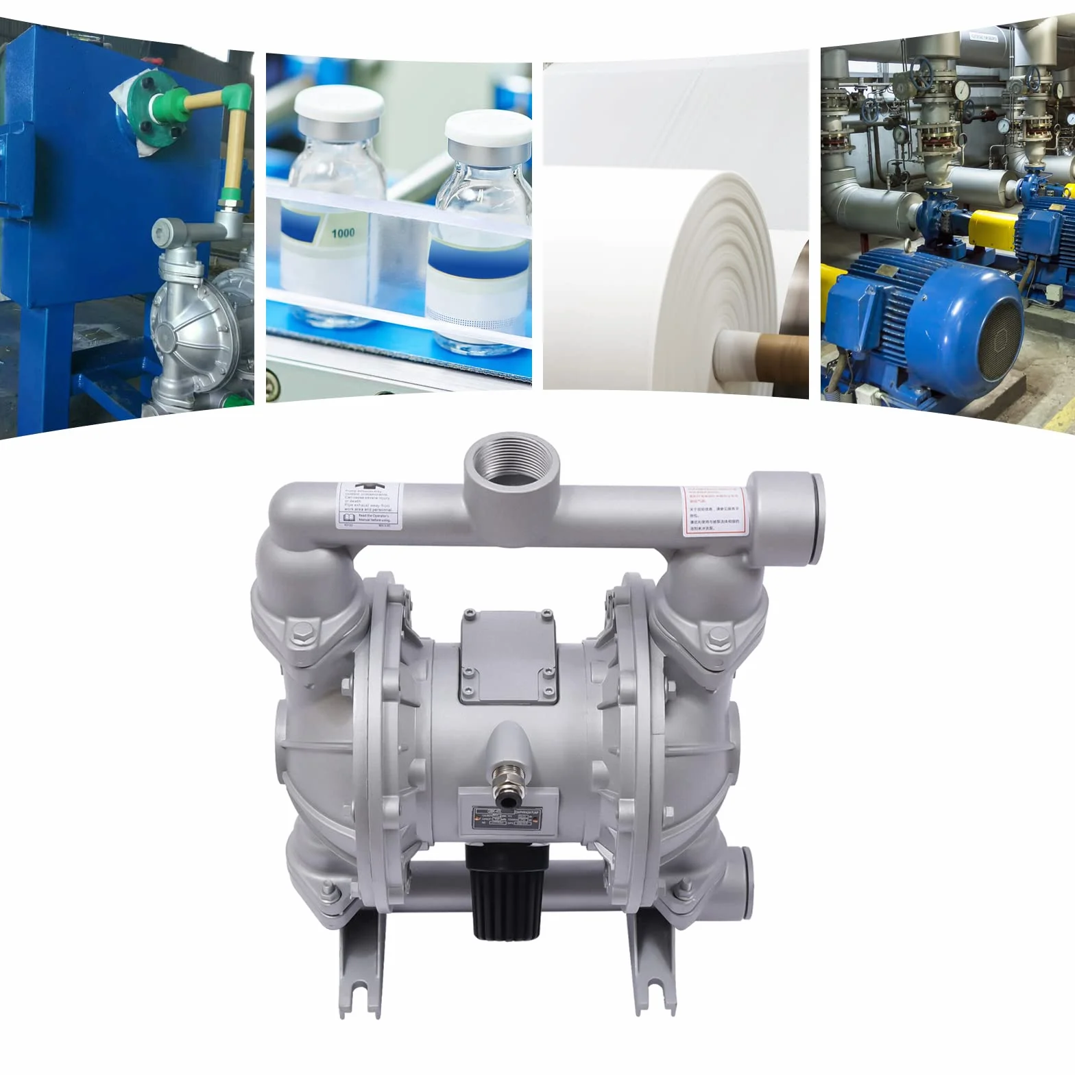 QBK-40L Aire Operado Doble Diafragma Bomba Neumática Bomba de Membrana Química,para agua y fluidos de petróleo de baja viscosidad, incluyendo diesel, queroseno, aceite de motor y algunos aceites
