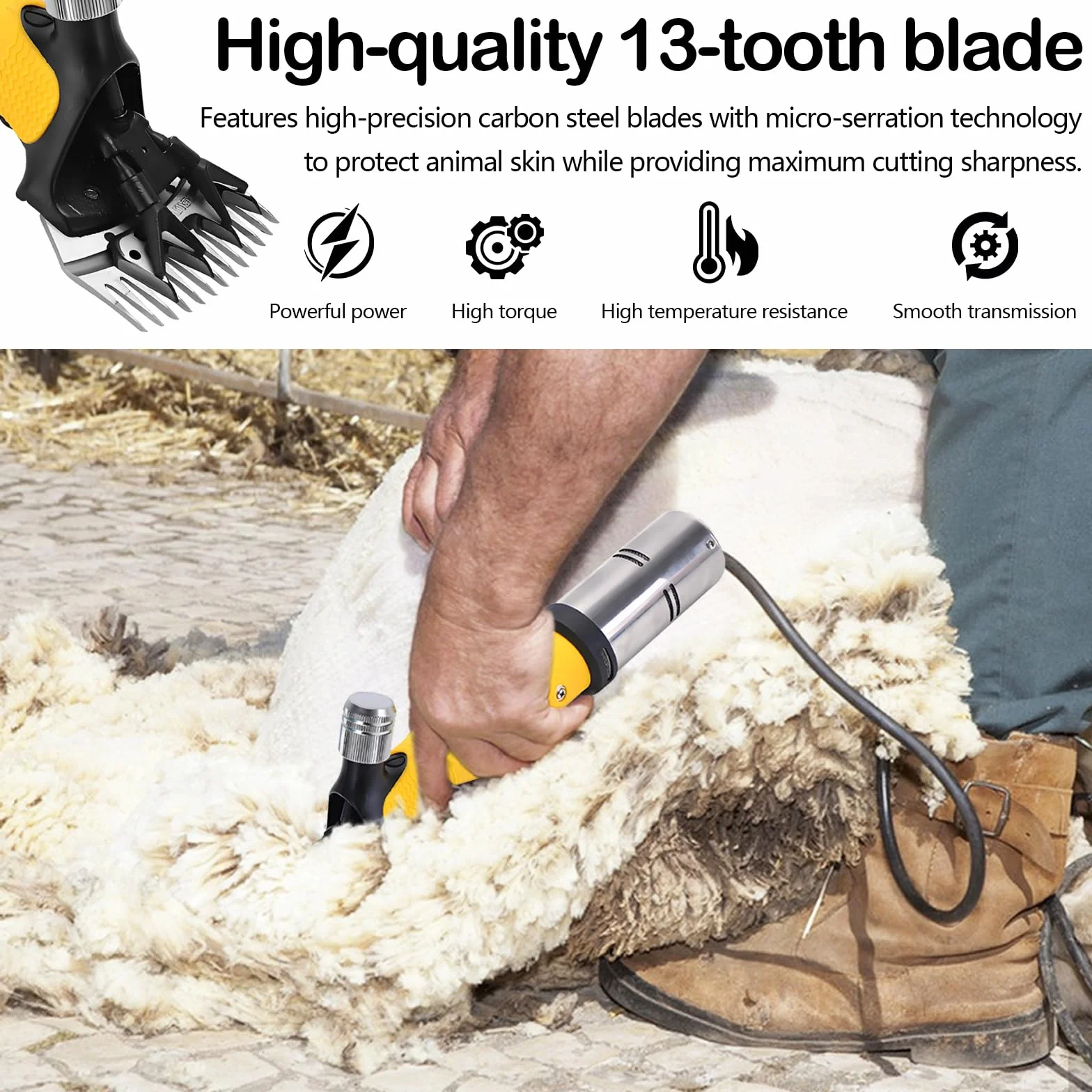 Profesional Esquiladora Ovejas, 850W 2800RPM Cuchilla Recta 13 Dientes Protección Sobrecalentamiento Cable 5M Para Ovejas Alpacas Cabras Eléctrica Potente De Alto Rendimiento