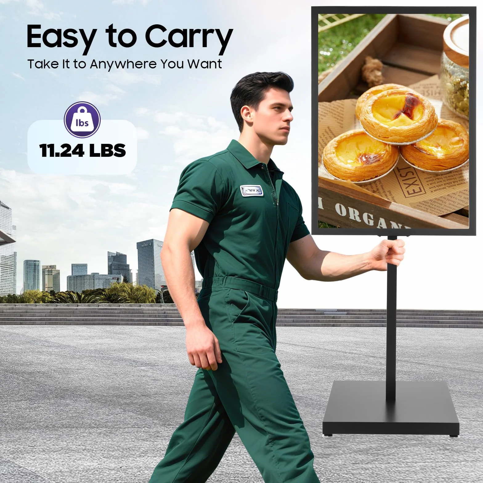Madelynn Soporte para carteles de 160 cm, soporte para clientes, rectangular, con patas ajustables y ranura, soporte para el suelo, para centros comerciales, supermercados, restaurantes