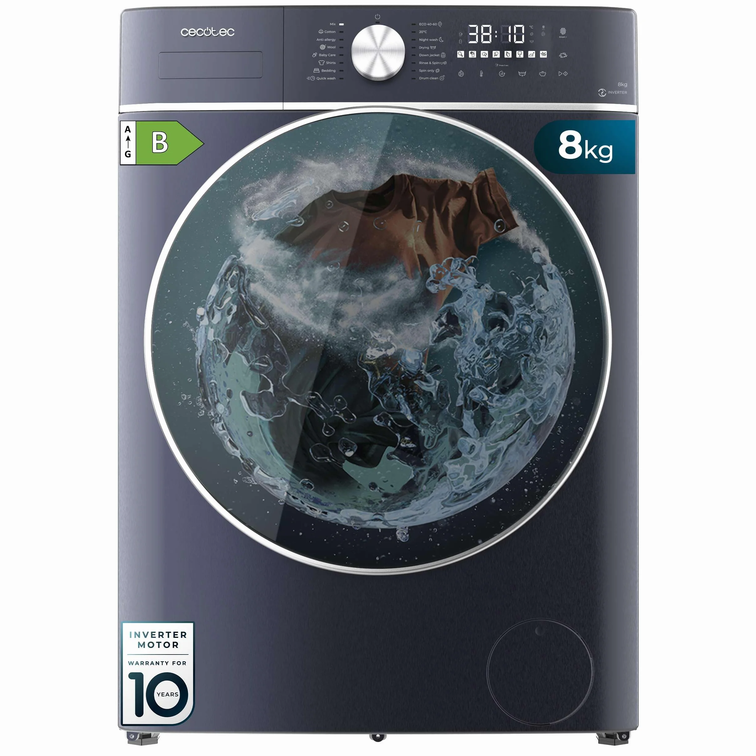 Cecotec Bolero Wash&Dry 8580 Lavadora Secadora 8.5kg Carga Frontal 1400RPM Inverter Ice Blue