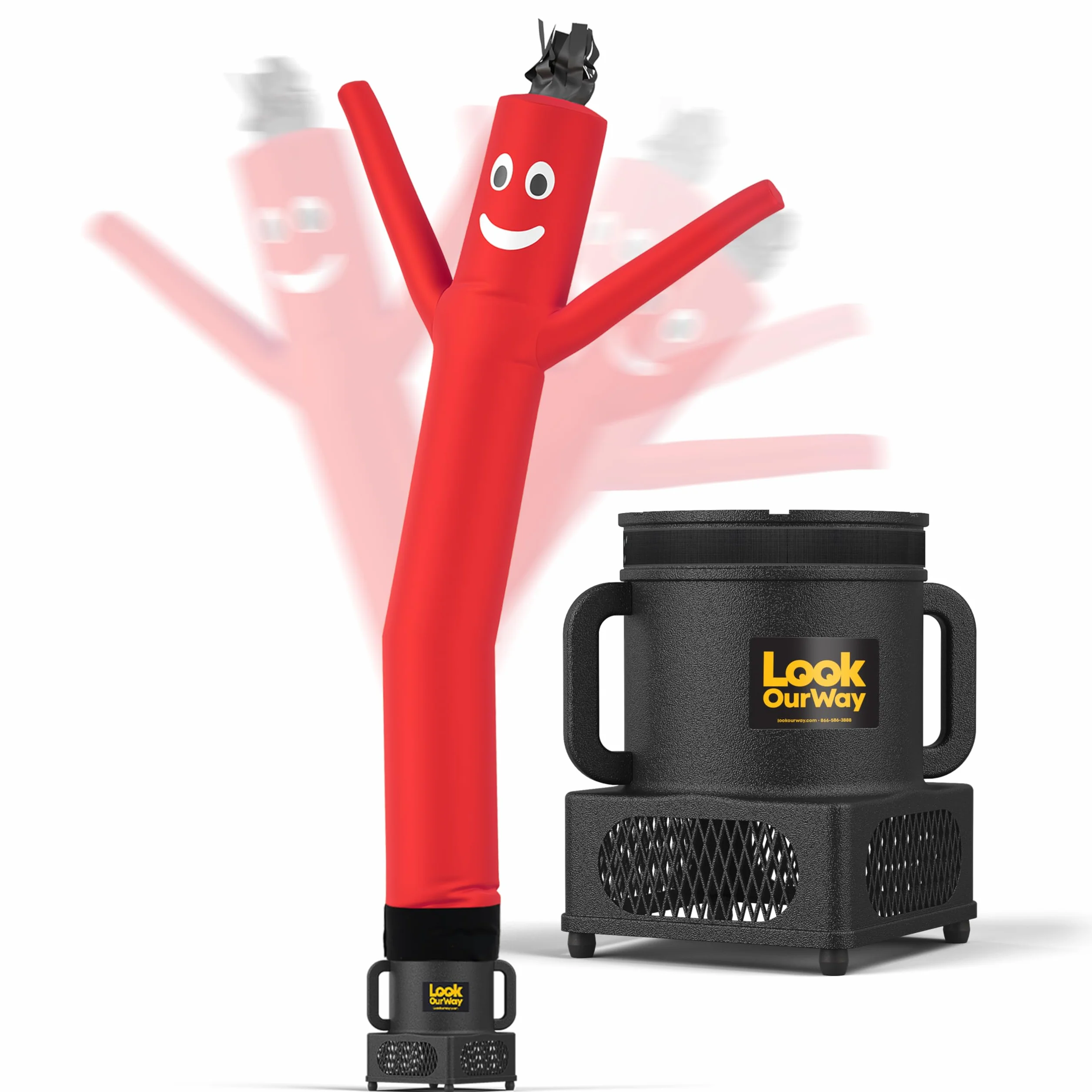 LookOurWay Air Dancers Wacky Waving - Tubo inflable de 7 pies de alto, publicidad, bailando, con soplador de bailarín del cielo, color rojo