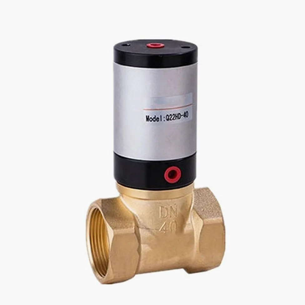 Válvula neumática de aire de corte de latón de 2/2 vías, G 1/2" 3/4" 1" DN50, N/CN/O, for agua, petróleo y gas, Q22HD-15/20/25/32/40/50(Q22HD-15 NC,NBR)