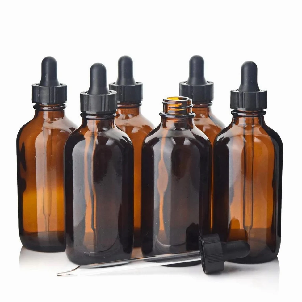 Genérico X-BAOFU 6 unids 120 ml Botella de gotero vacío ámbar pipeta de Vidrio for aceites Esenciales órgano Laboratorio Productos químicos dispensación e líquido aromaterapia 4oz