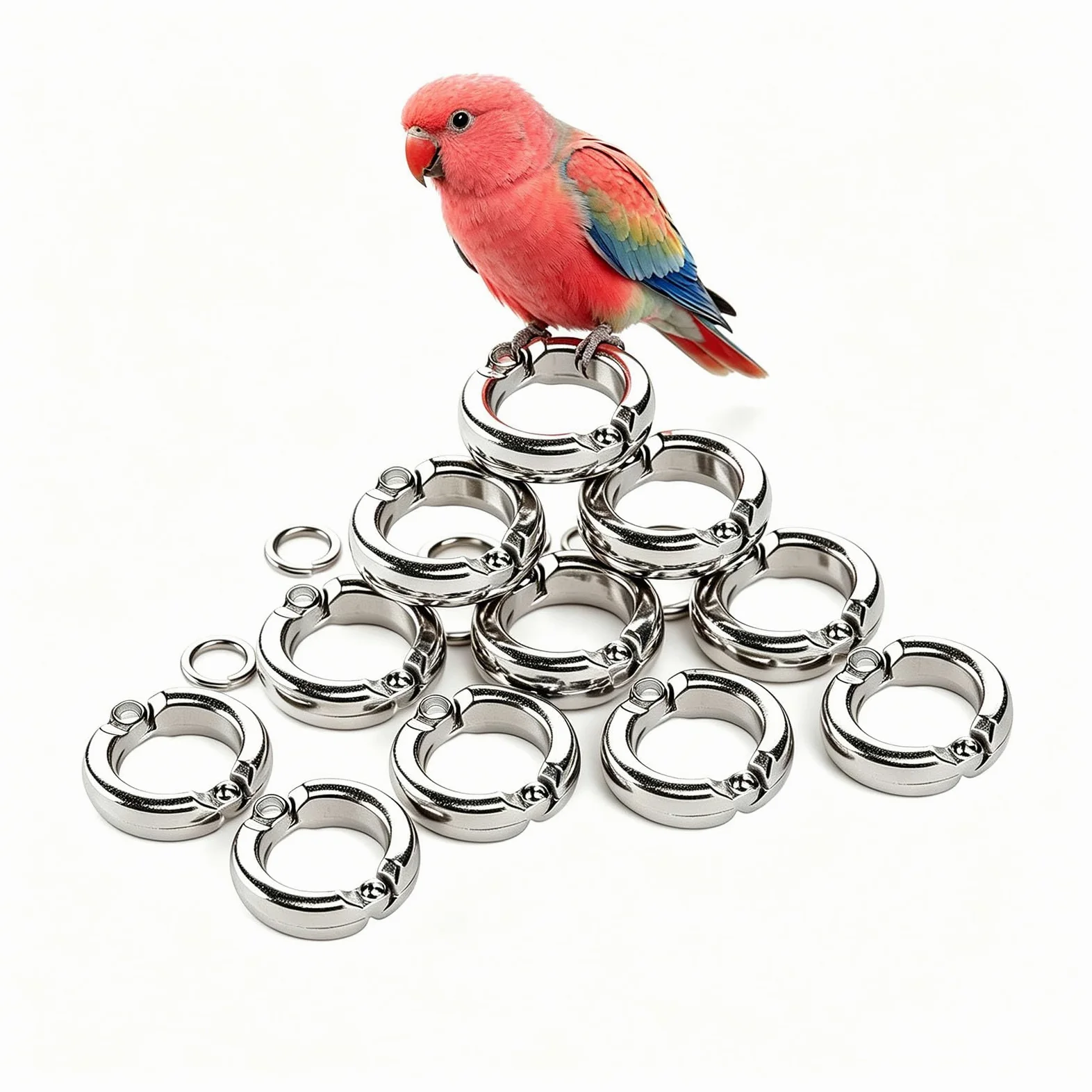 pájaro con las piernas cerradas, Patas de loro for entrenamiento aves, actividad con mosca al aire libre, cadena for pies, tobillo 4-15mm(100 pieces,15mm)