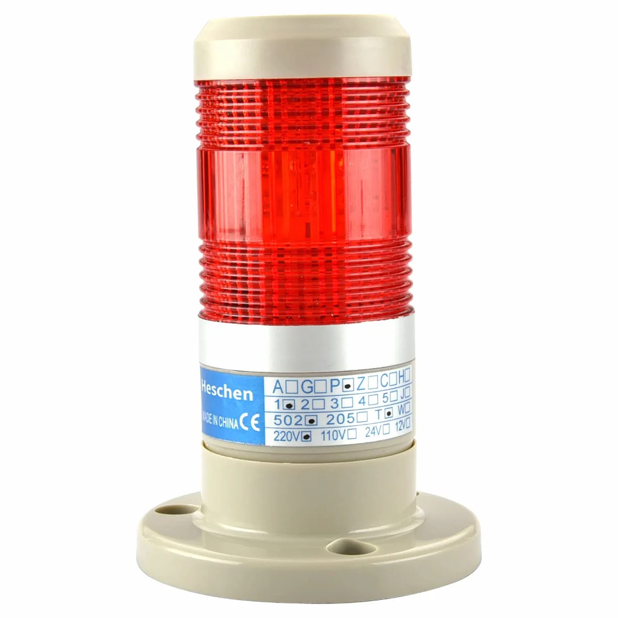Bombilla LED de advertencia 220 VAC señal de torre luz continua Heschen