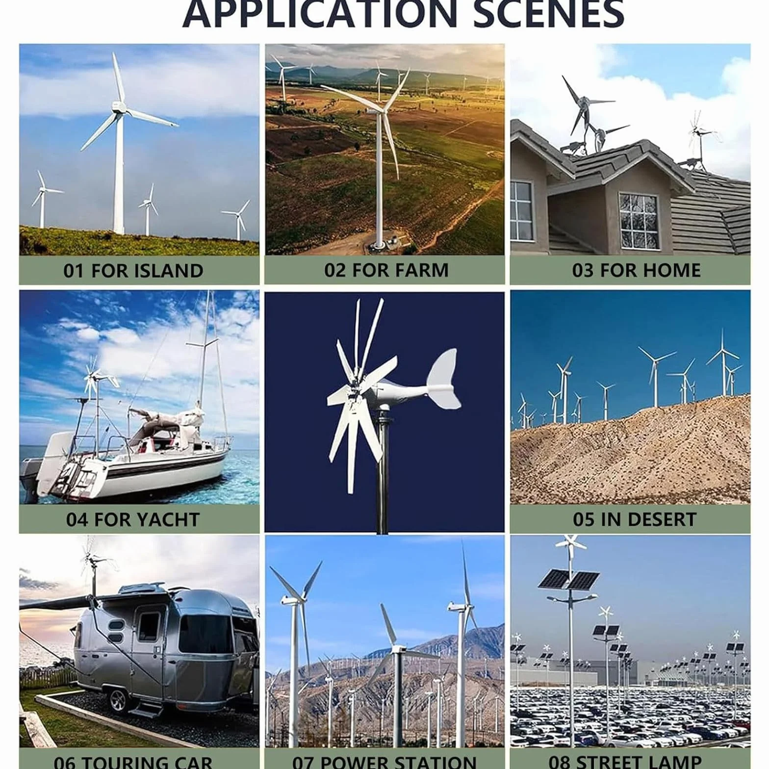 Turbina Eólica 10000W - Generador de Molino de Viento 8 Palas, Controlador MPPT 12V/24V/48V, Velocidad de Arranque 2m/s