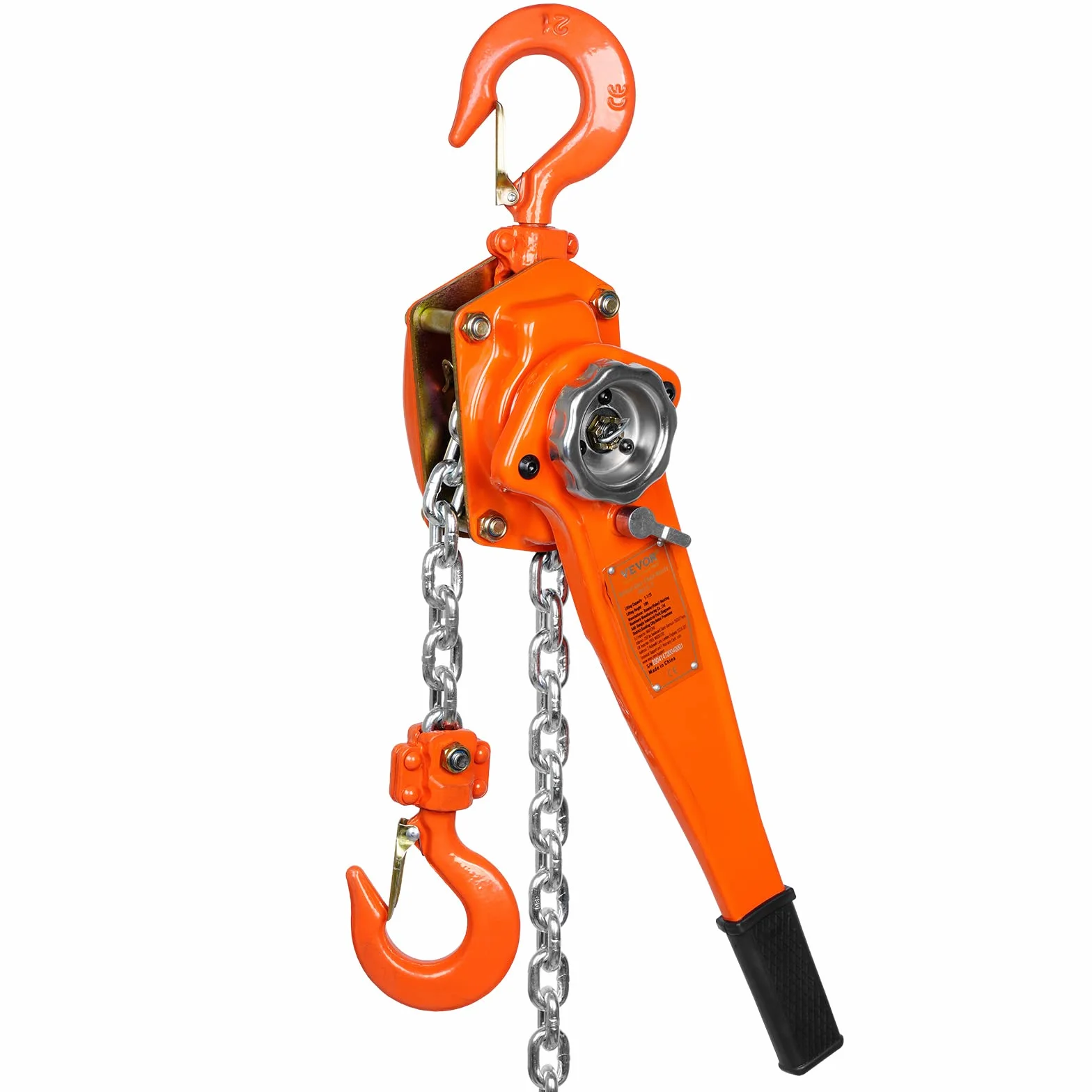 VEVOR Polipasto Manual de Cadena de Palanca Elevación de 5,8 m Polipasto de Trinquete de Acero Capacidad de 1,5 T Polipasto de Palanca Gancho de Rotación 360° con Freno de Doble Trinquete para Garaje