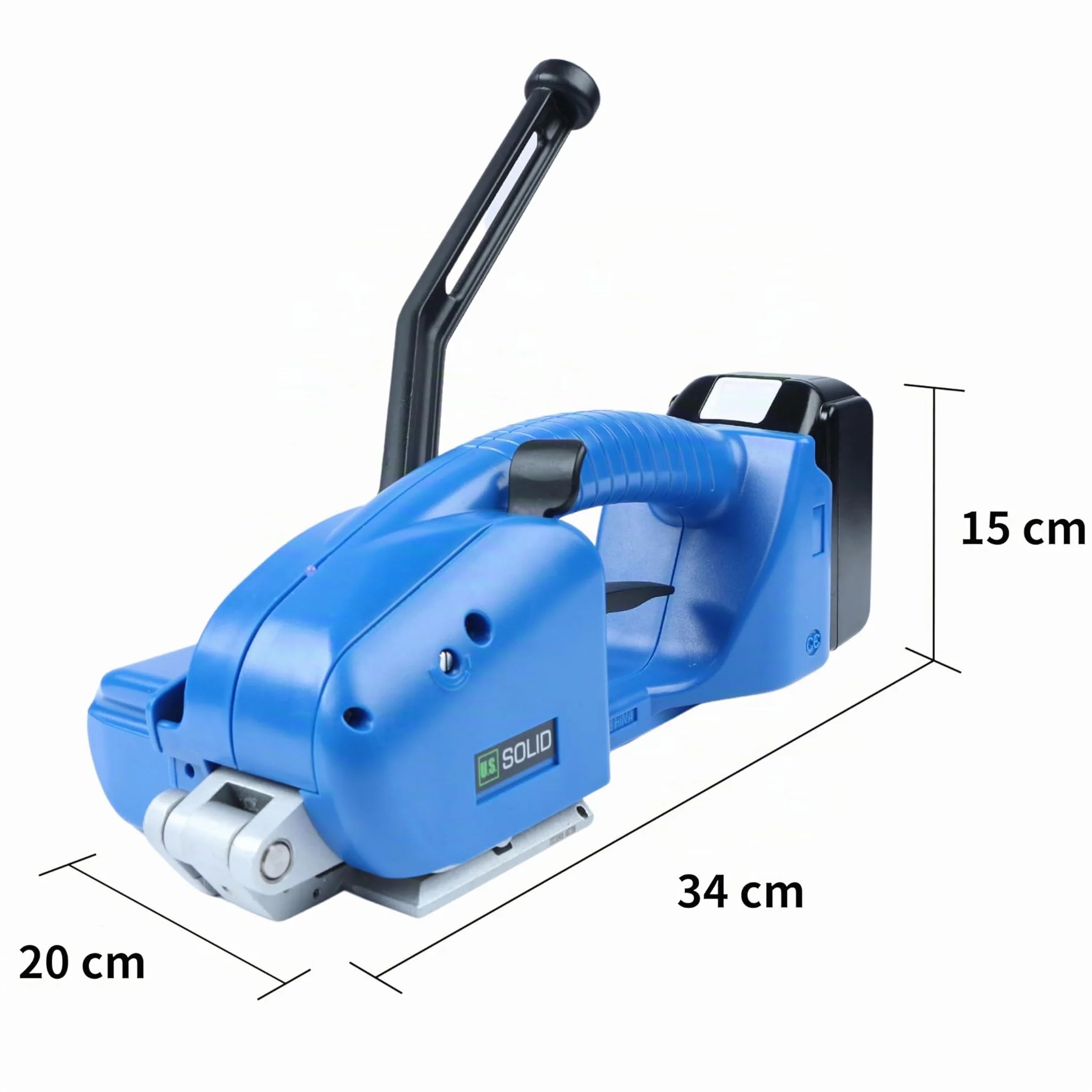 U.S. Solid Máquina flejadora eléctrica, semiautomática de cinta manual para cintas de PP PET de 13-16 mm, 2 x 3000 mAh bateria que funciona con pilas para paletas de cartón