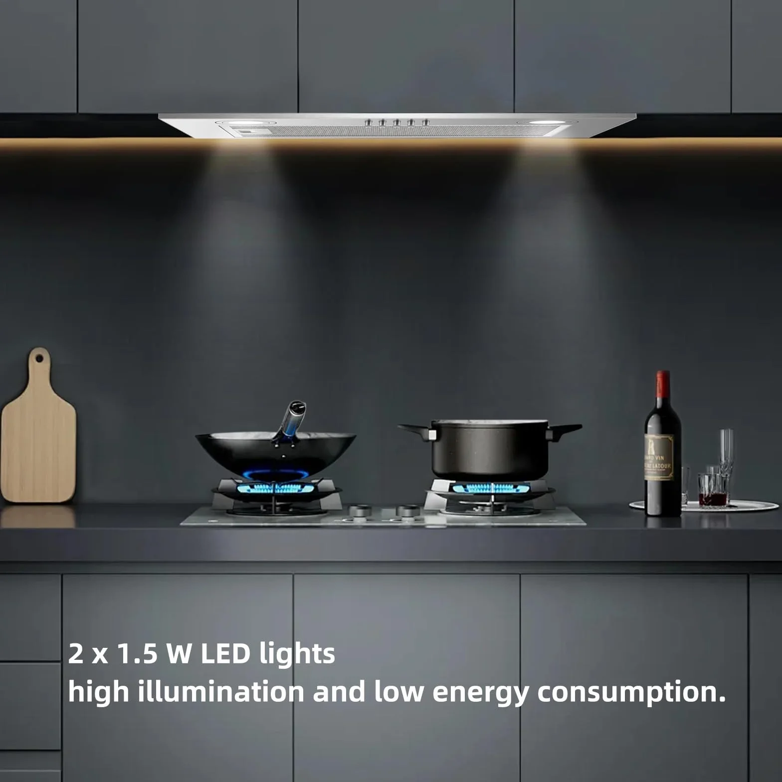 Campana Extractora Encastrable 52cm 300m³/h Acero Inoxidable LED