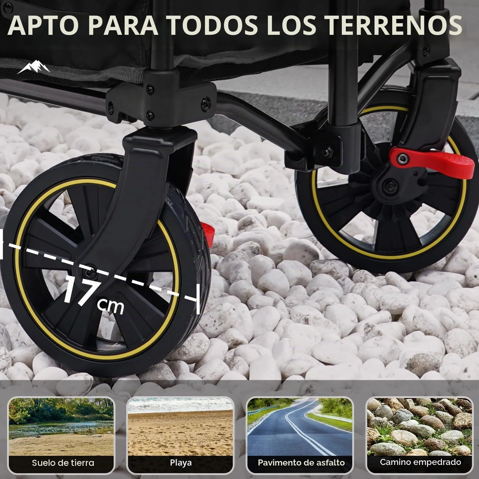 Portal Carrito de festival con ruedas, carrito de camping con frenos, carro de playa resistente, plegable, para picnic, jardín, eventos, utilidad, mascotas, 200 L