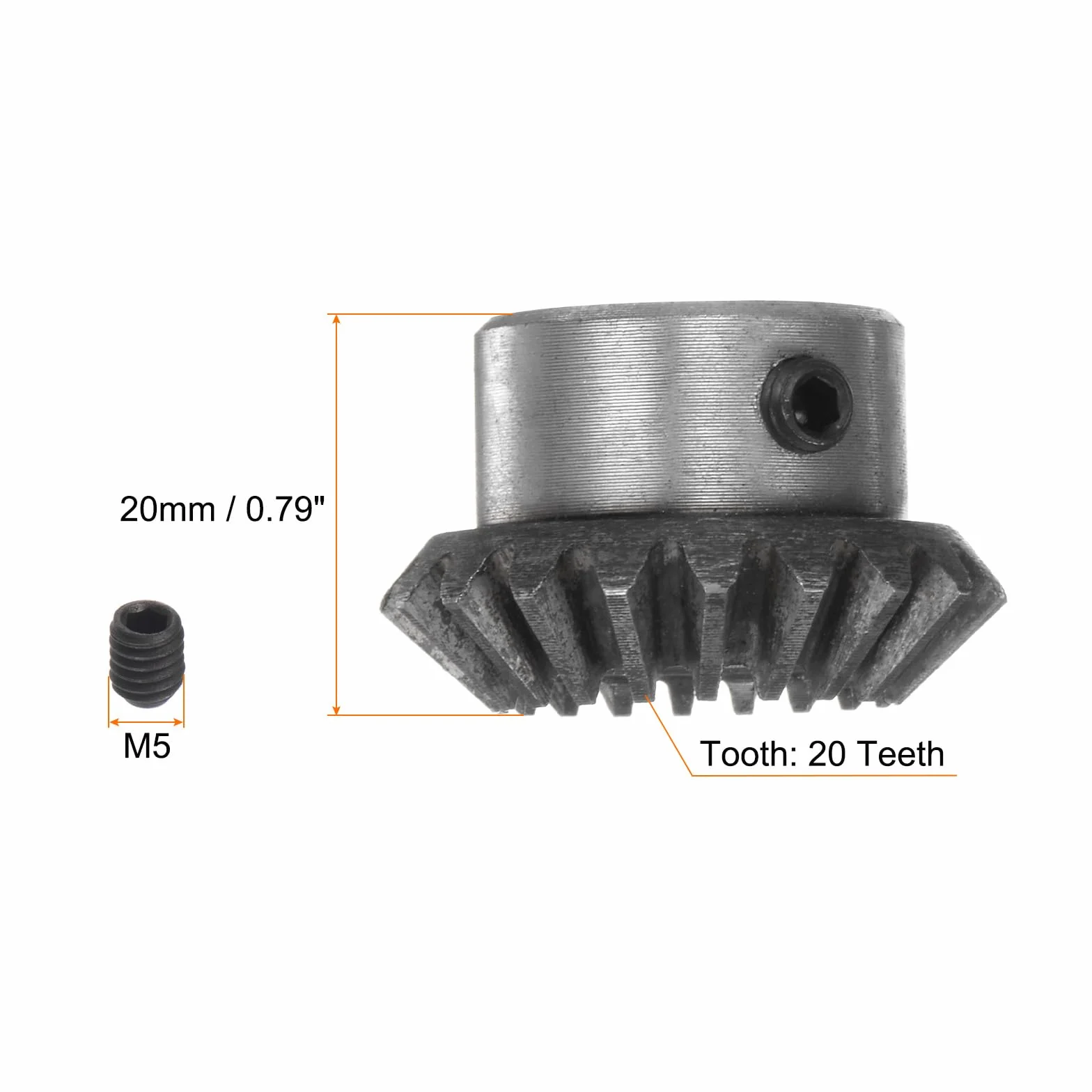 Bisel Engranaje 1.5M 20 Dientes 8mm Eje Agujero 1:1 Cónico 45# Acero 90 Grados Dirección Engranaje