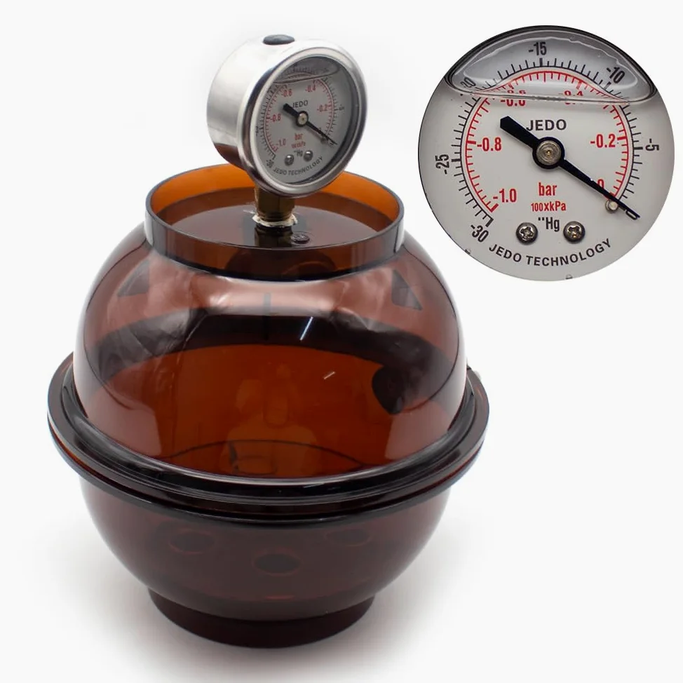 Desecador de Vacío de Plástico de 150 Ml, con Manómetro Y Válvula Simple, Contenedor de Conservación de Grado de Laboratorio.