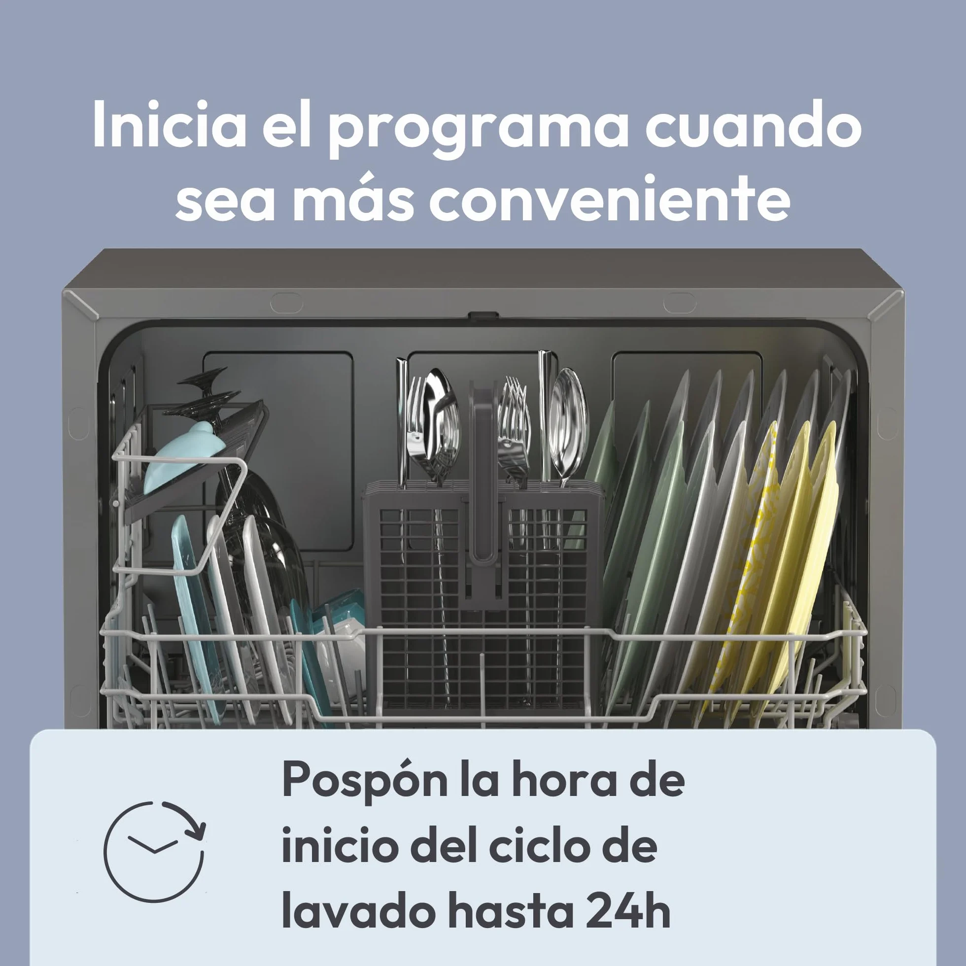 Candy CP 6E51LS Lavavajillas Compacto 6 Servicios Digital 51dBA 5 Ciclos Media Carga Inox
