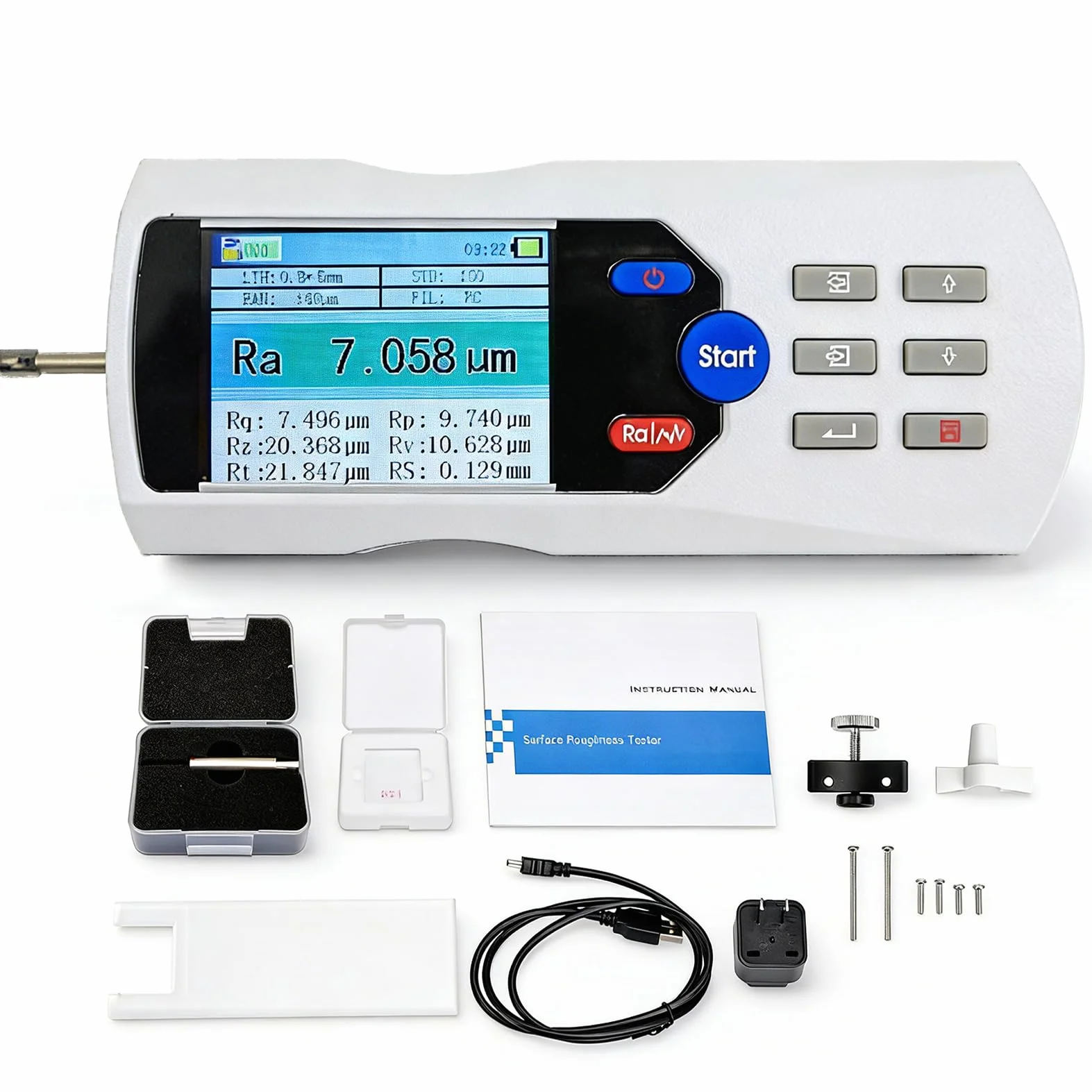 Rugosímetro, Medidor de Superficie Digital Portátil con 13 Parámetros, Medidor de Rugosidad de Alta Precisión de 0,001 μm, con App y Bluetooth, para una Medición de Superficies Precisa
