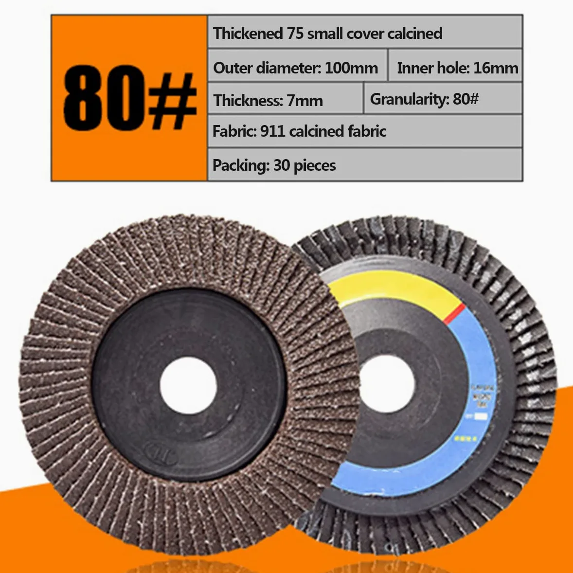 Discos abrasivos, Disco de lijado alta densidad for amoladora angular (30 unidades, grano 40, 60, 80 y 120), diámetro exterior 100 mm, del orificio 16 mm/grano 240(80 Grit)