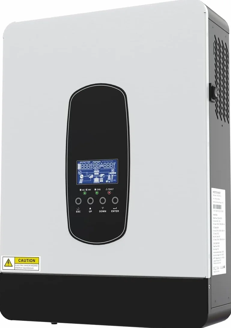 Inversor solar híbrido de 3 kW DC24 V a CA 230 V, inversor sinusoidal puro independiente de la red con cargador solar MPPT de 80 A + cargador de CA, máx. PV 3000 W DC130-430 V