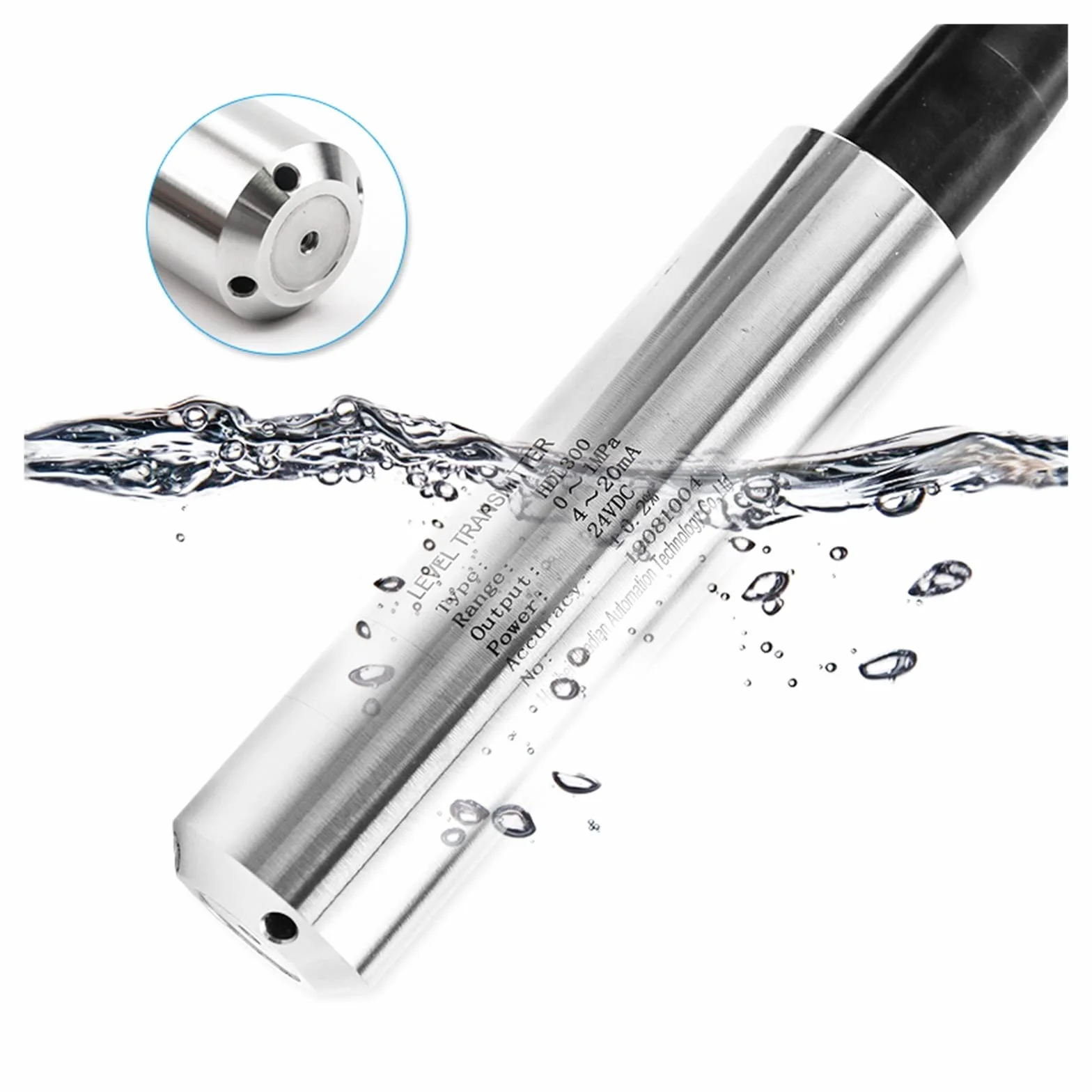 Medidor de nivel de agua, Medidor de nivel de líquido con sensor de nivel de agua estático de 4-20 mA for sensor de pendiente de tanque(2m)