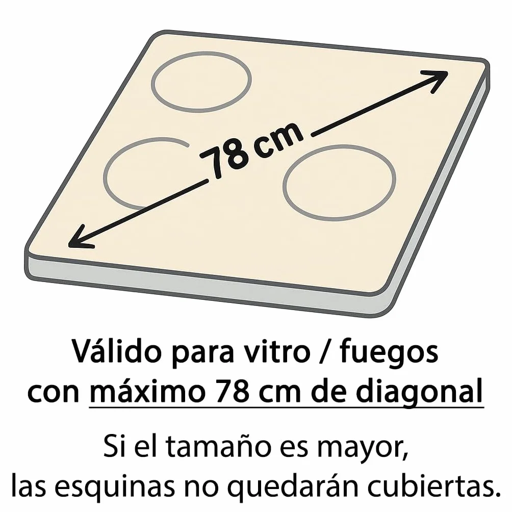 Tapa encimera gas vitrocerámica acero inoxidable 58 cm cubre fuegos blanco negro