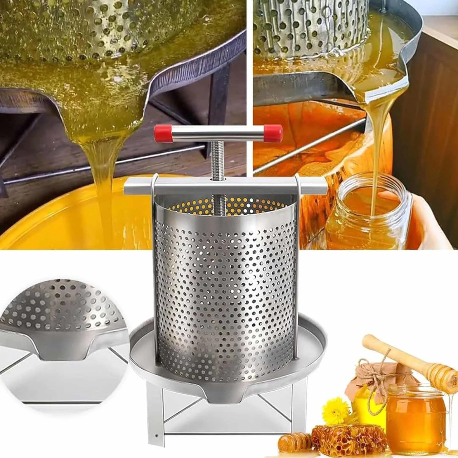 Máquina Extractora De Miel Manual,Extractor De Miel Manual Prensa De Operculos De Miel Fácil Limpieza Para Apicultura KL,A