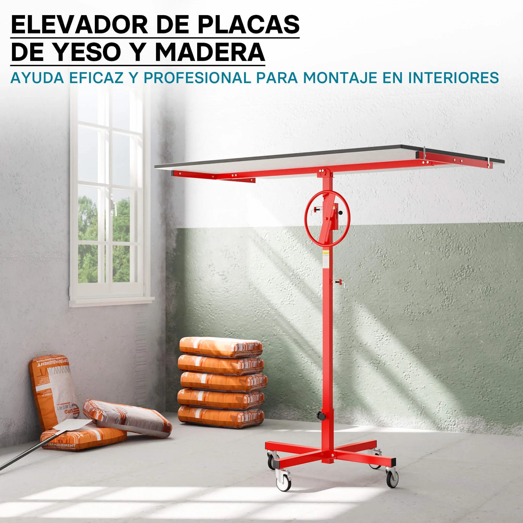 Elevador para placas de yeso paneles hasta 40 kg ayuda de montaje ajustable en altura 170-290cm