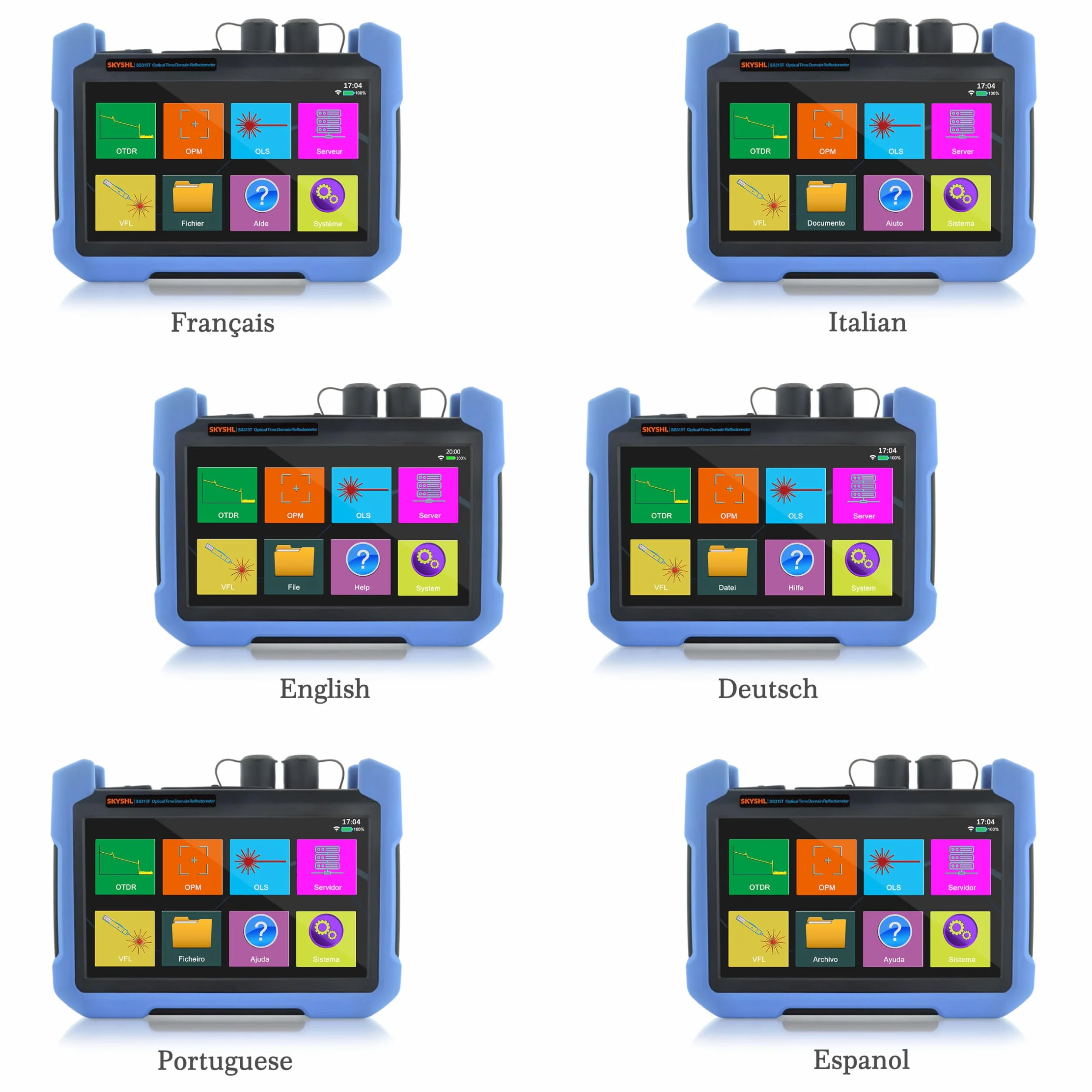 1310nm/32dB+1550nm/30dB SM OTDR Probador de Monomodo Fibra Con OPM+OLS+VFL+Mapa de Eventos+Módulo APP+Pantalla Táctil de 7” Compatible con SC+ST+FC+LC/UPC&APC-SS315T-2A1