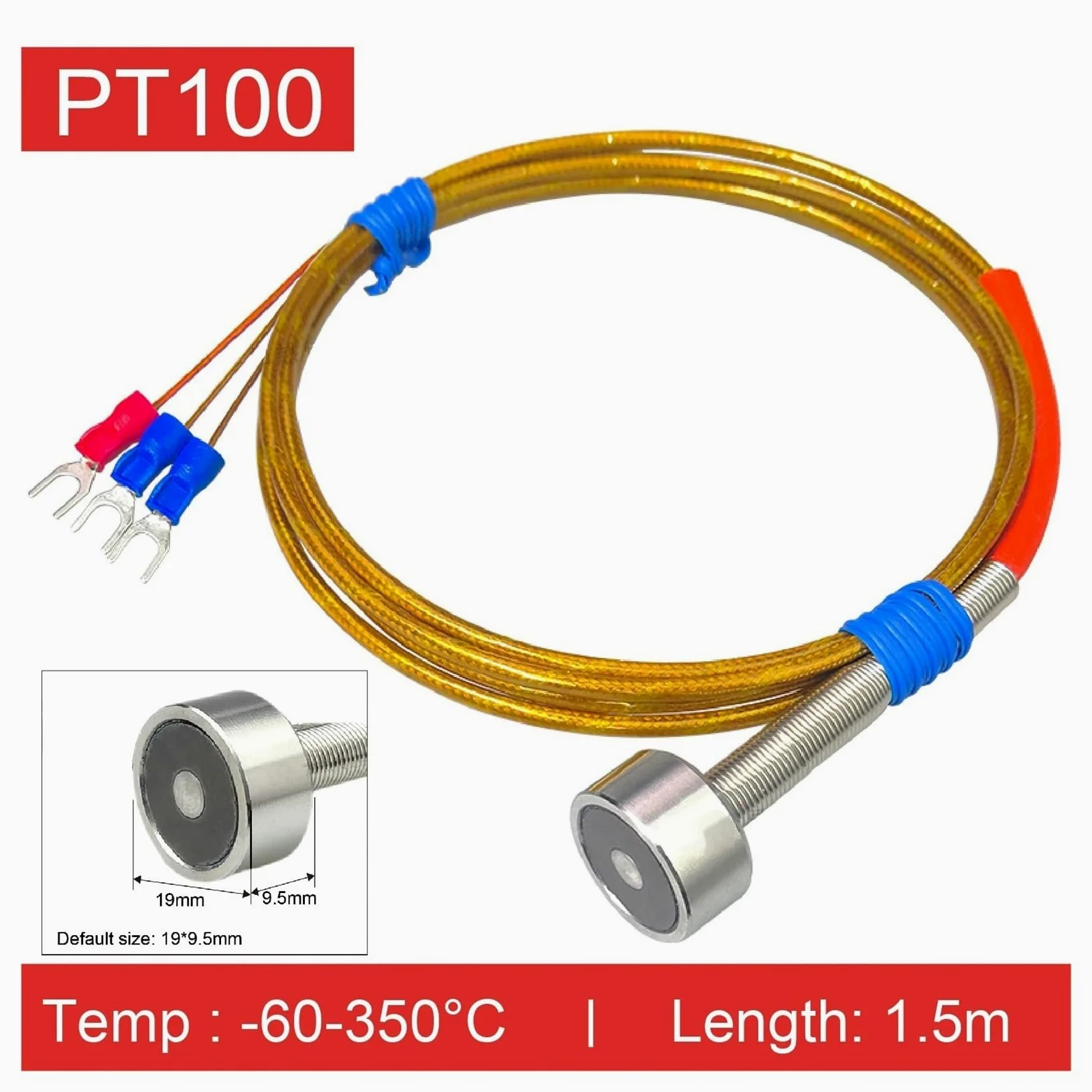 Sensor de termopar de superficie magnética tipo K/sonda de temperatura PT100(Pt100-1.5M -60-350)