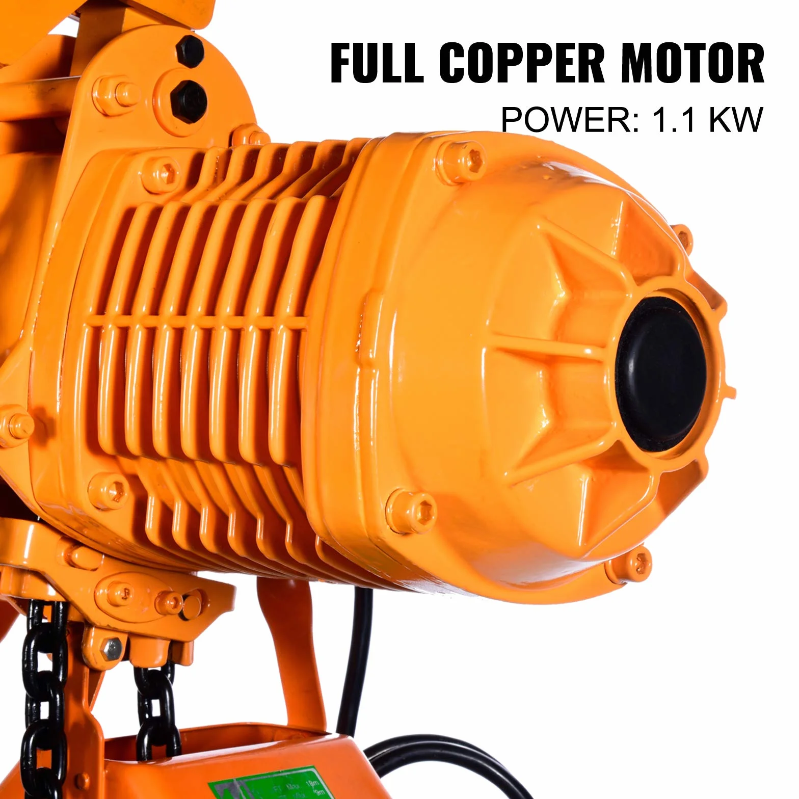VEVOR Polipasto Eléctrico de Cadena Carga 500 kg, 6 m Altura, Trifásico 480 V, 60 Hz, Doble Velocidad 8,4 y 2,4 m/min, Control Remoto Inalámbrico 100 m, Gancho Giratorio 360° para Taller Motor Garaje