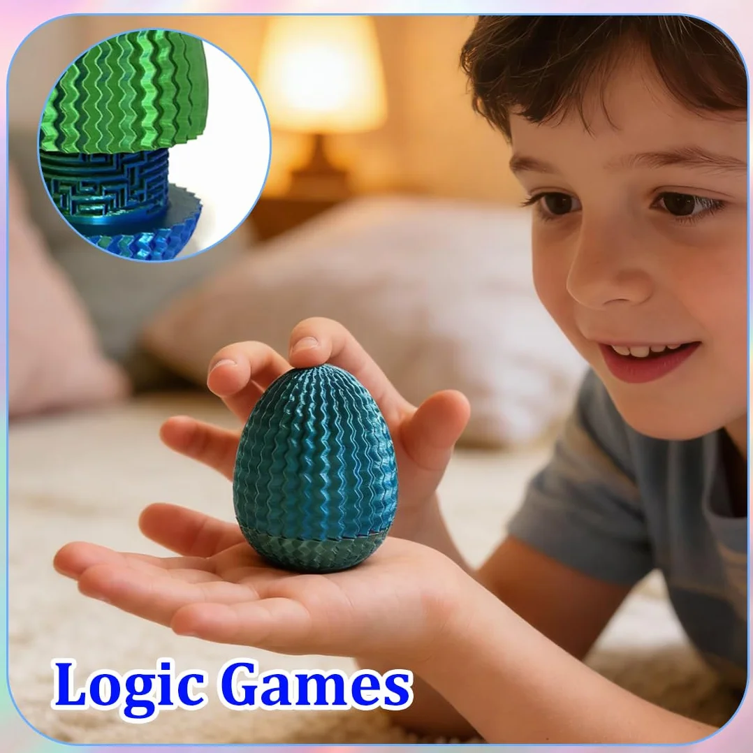 YAYNO Caja Misteriosa Enigma Laberinto Ovalado Dinero Impresa 3D Azul-Verde Compartimento Secreto Cilindro Código Entrenamiento Concentración Pascua