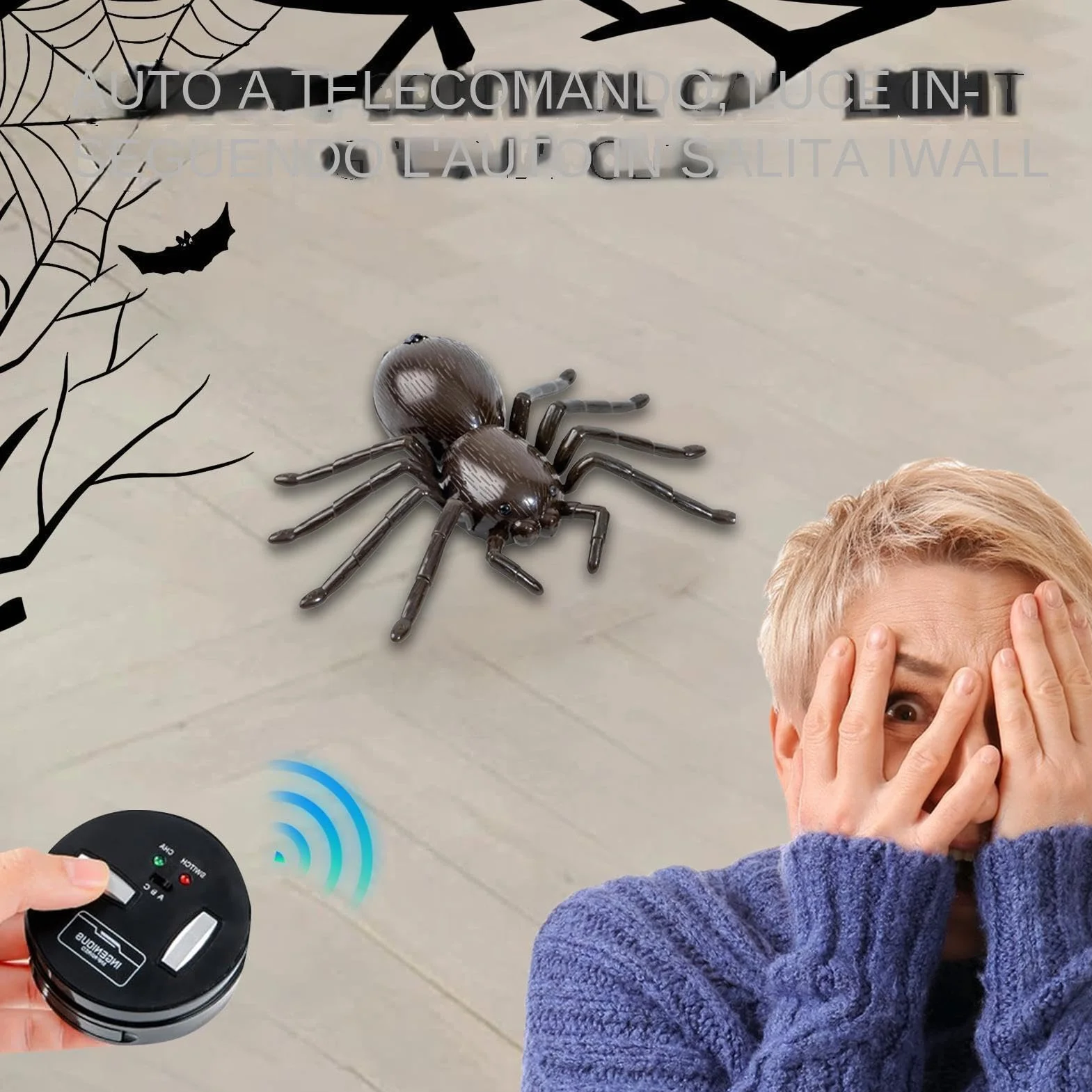 Control remoto Tarantula LED con patas móviles, animal robótico inalámbrico con ojos de escaneo rápido