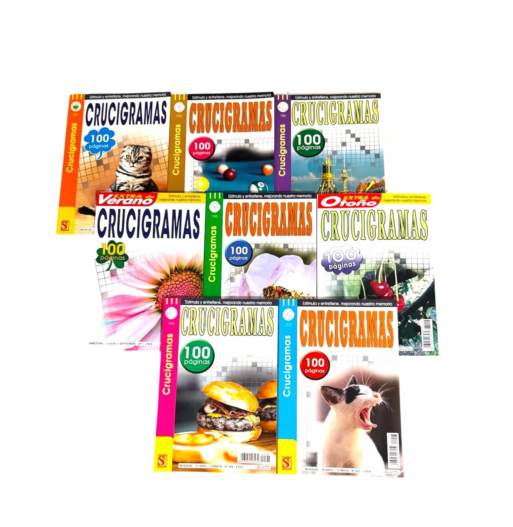 Pack 4 Libros Crucigramas Adultos Mayores 354 Pasatiempos Español Surtidos
