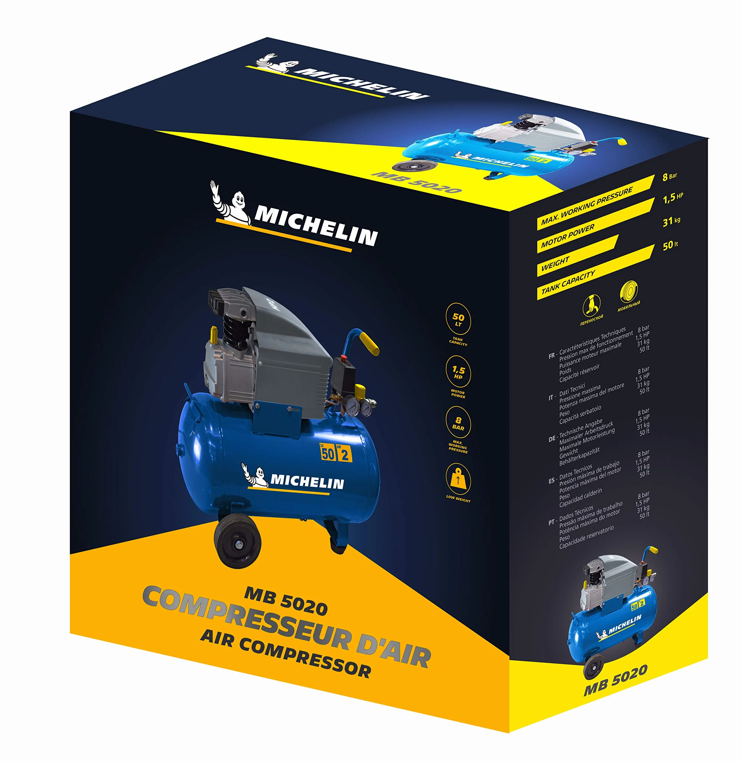 Compresor de aire MICHELIN MB5020 50L 2CV 8bar 170L/min