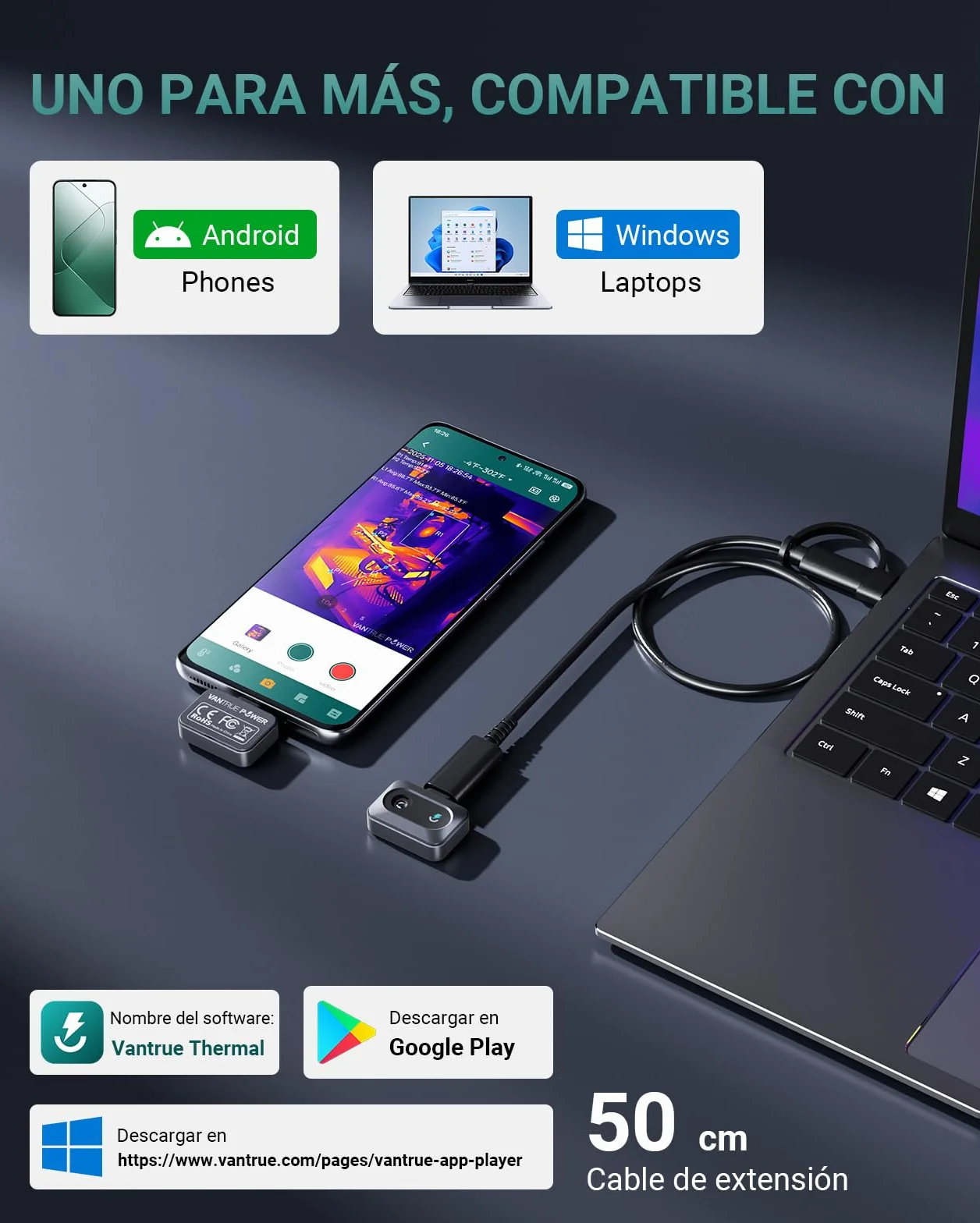 TS1 Cámara Térmica Termográfica Infrarroja para Android, 512x384 TISR Alta Resolución Cámara Termográfica Infrarroja, Rango de medición de la temperatura -20 °C a 550 °C