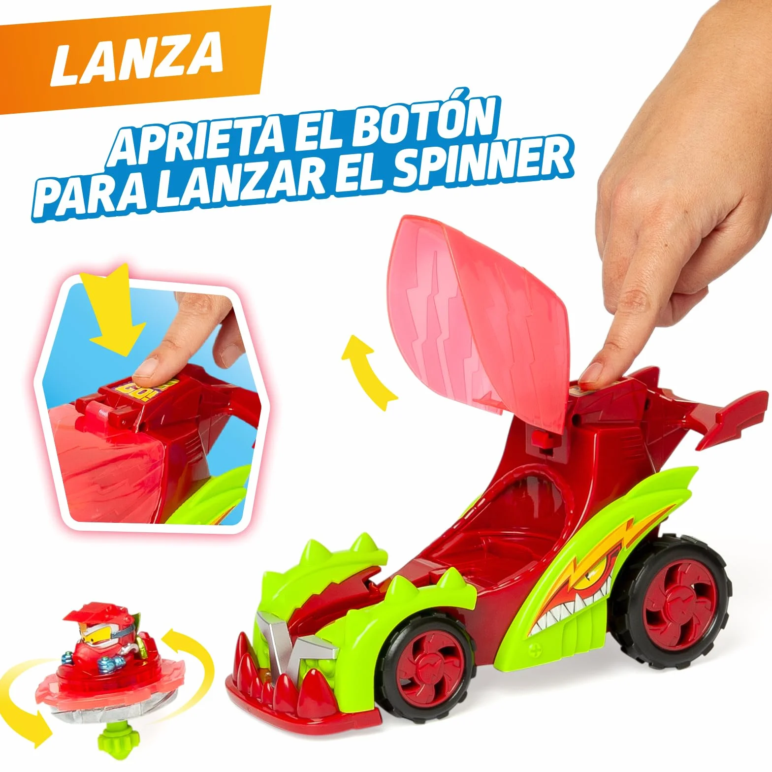 SUPERTHINGS KAZOOM Power Turbo Spinner Villano Vehículo Lanzador de Peonza