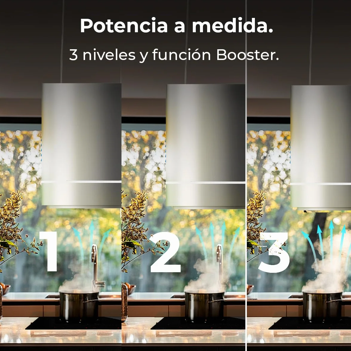 Cecotec Campana Extractora 44cm En Isla Redonda Bolero Flux Cre 448000 Inox A++ Acabado Acero Inox Succión 800m3/h Motor 210W Control Electrónico Luz Filtro Carbono