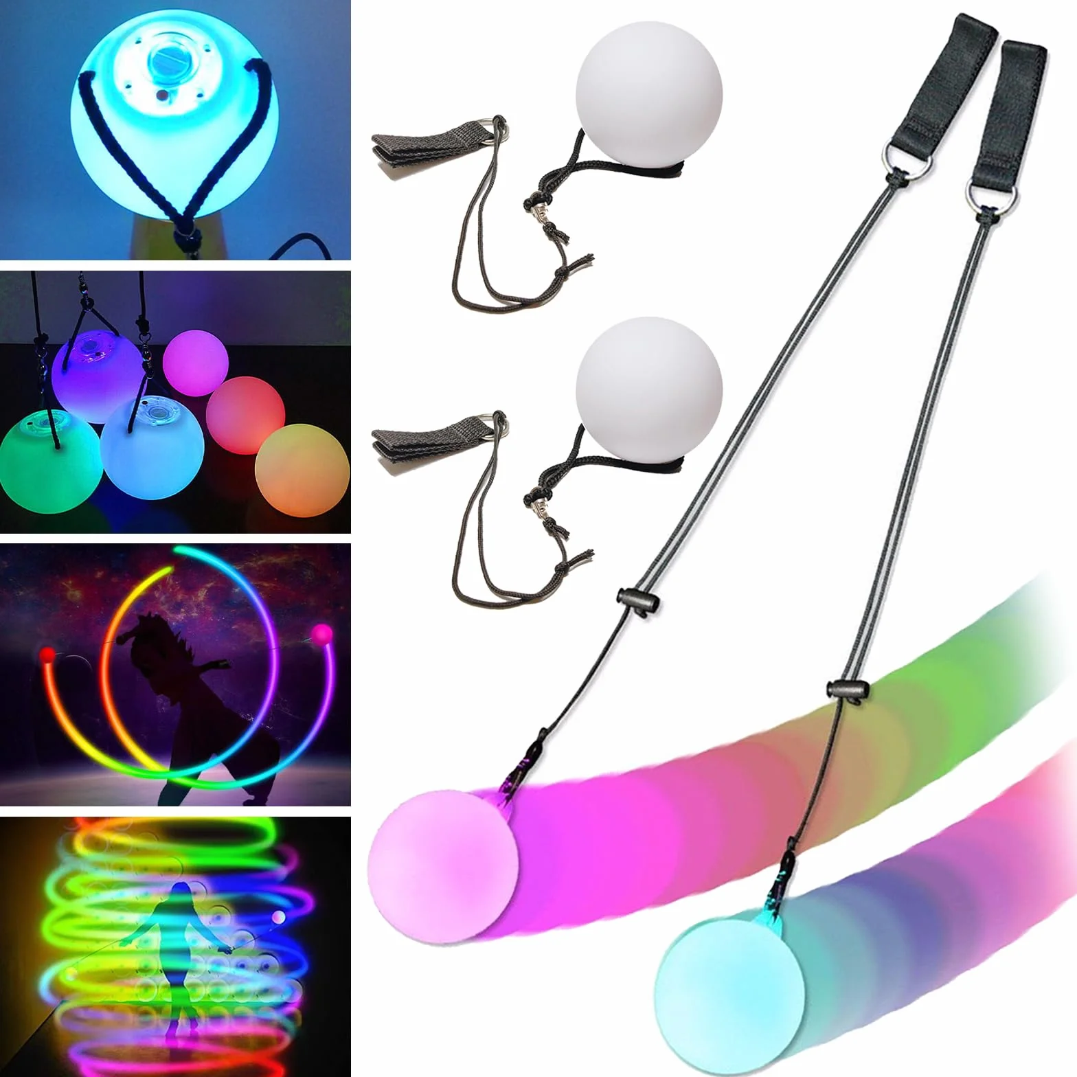 Booaee 2 Bolas LED POI Premium Luminosas para Diábolo, Malabares y Frisbee, SSQ2