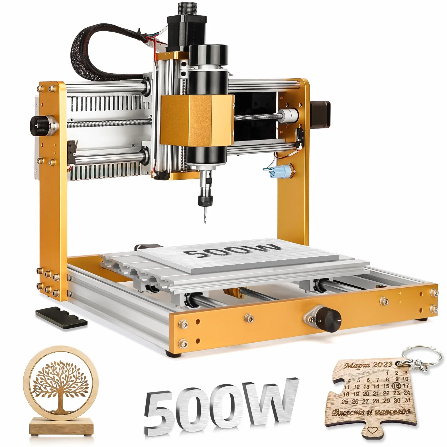 Fresadora CNC All-Metal 3018 PRO+ con husillo de 500 W, interruptores de límite y parada de emergencia, 300 x 180 x 80 mm, área de trabajo CNC para madera, acrílico, talla de aluminio