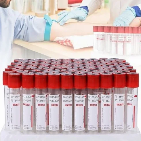 Tubos médicos de extracción de sangre al vacío, paquete de 100, plástico PET para uso en laboratorio, colección de muestras de sangre estériles y seguras