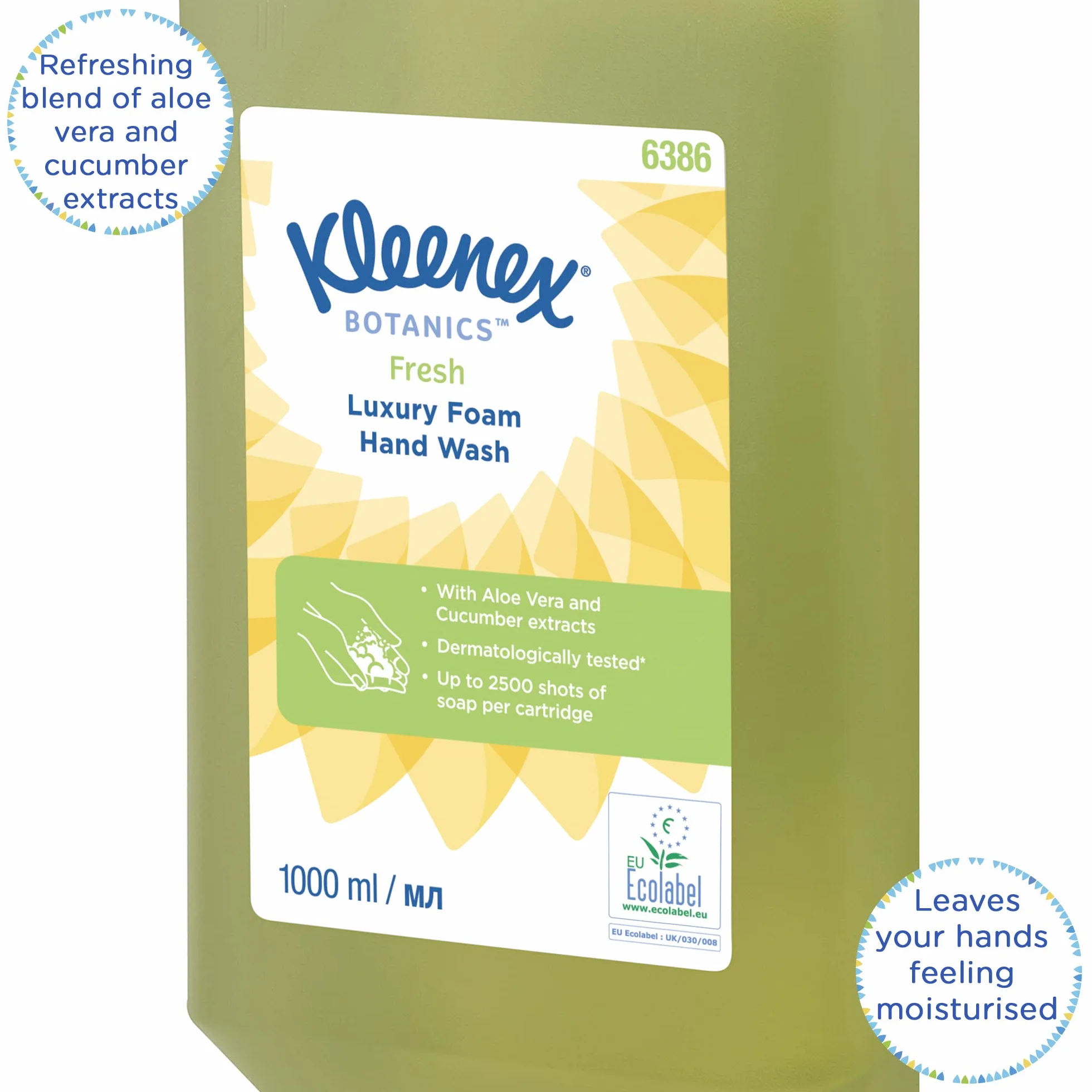 Kleenex Botanics Fresh Jabón de manos en espuma perfumada 6 recambios de 1 litro