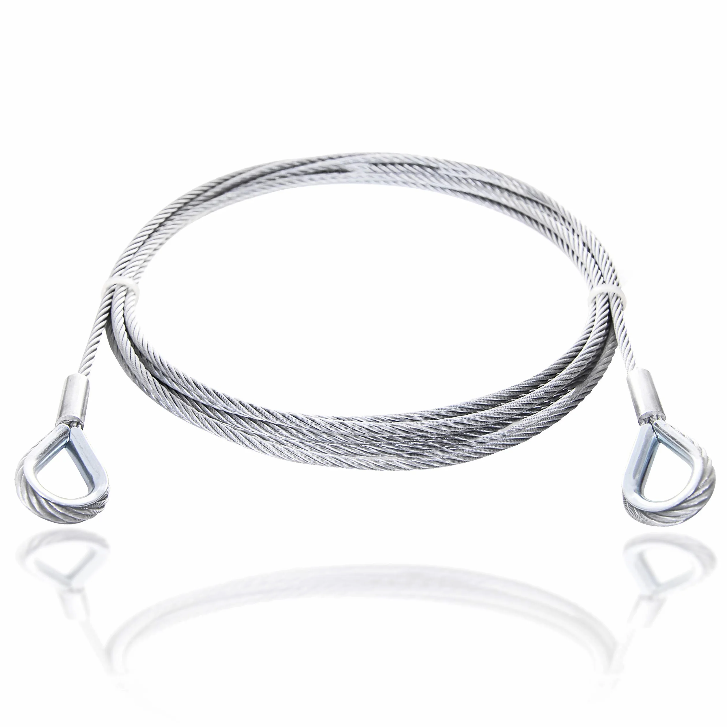 Cuerda de alambre con guardacabos – Cable de acero con tope – Cuerda de tope, cable de acero con ojales | galvanizado | Diámetro 14 mm / 2000 kg de carga útil | 8 m
