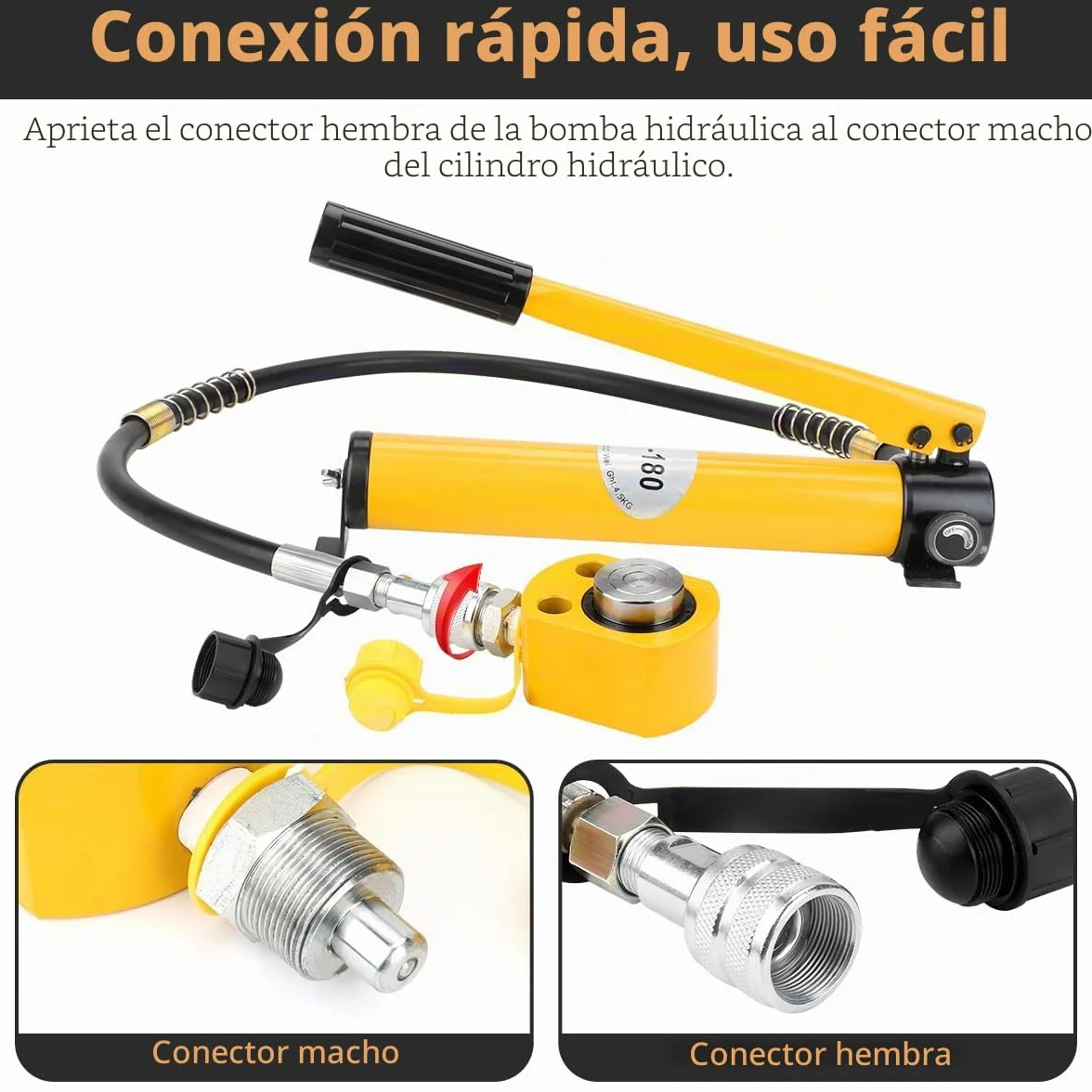 Fulgutonit 10T Gato Hidráulico con CP-180 Bomba Hidráulica, Carrera 12mm, Altura Intrínseca 45mm, Ultrafino, para Edificios y Puentes, Ingeniería Mecánica
