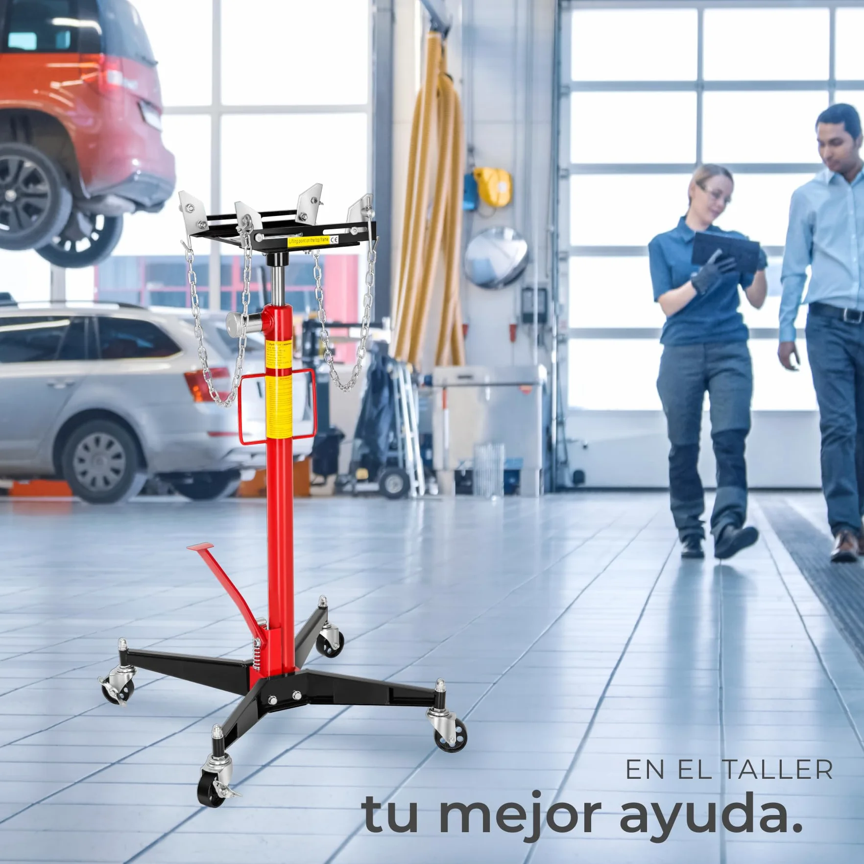tectake® Gato Hidráulico, Soporte Motor, Gato de Foso, Gato Hidráulico Coche, Herramientas Taller Mecánico, Gato Elevador, Soporte Motor Coche - Carga hasta 500 kg, Altura de 113-192 cm